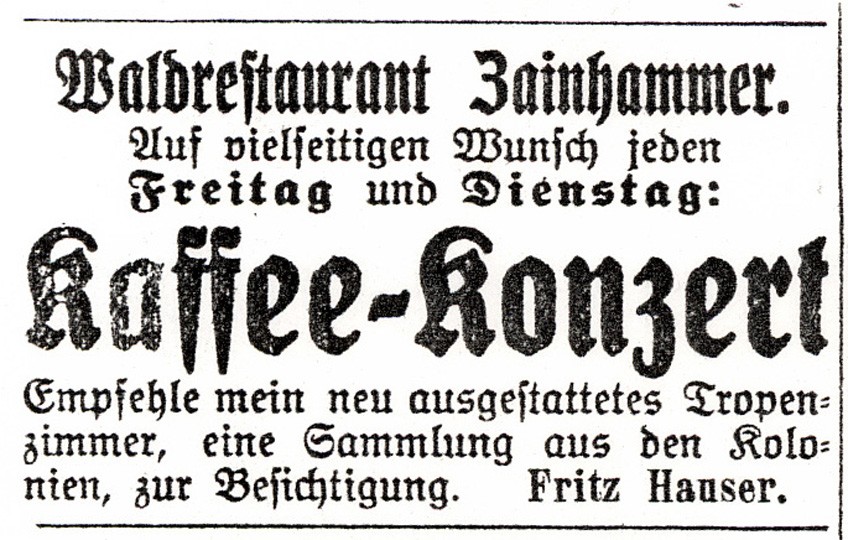 Zeitungsanzeige für ein Kaffee-Konzert (Museum Eberswalde CC0)