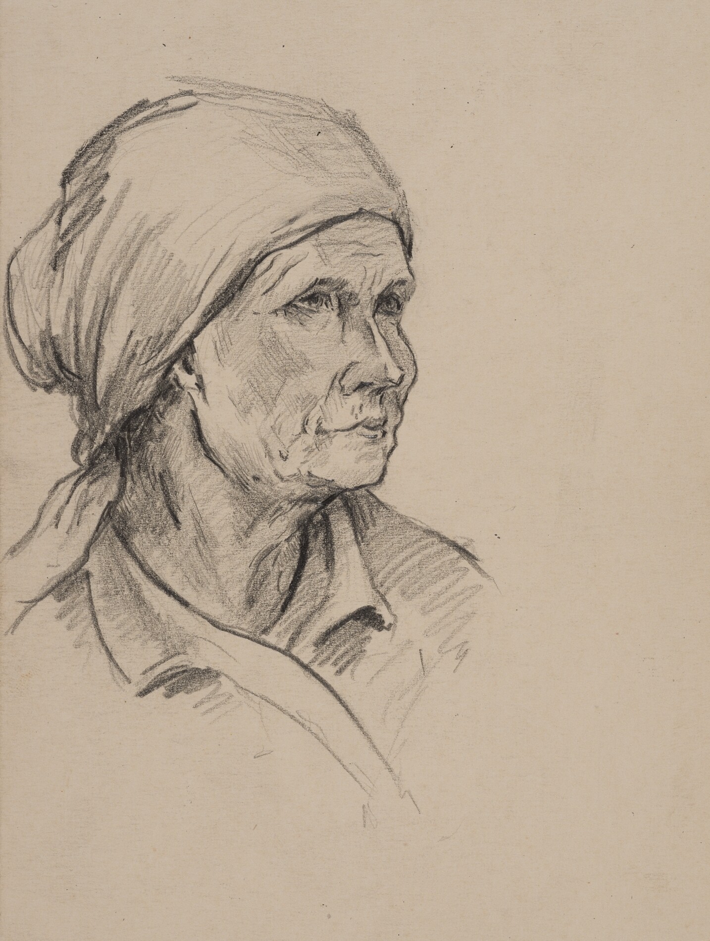 "Frau mit Kopftuch, nach links sehend" (Museum und Galerie Falkensee CC BY-NC-SA)
