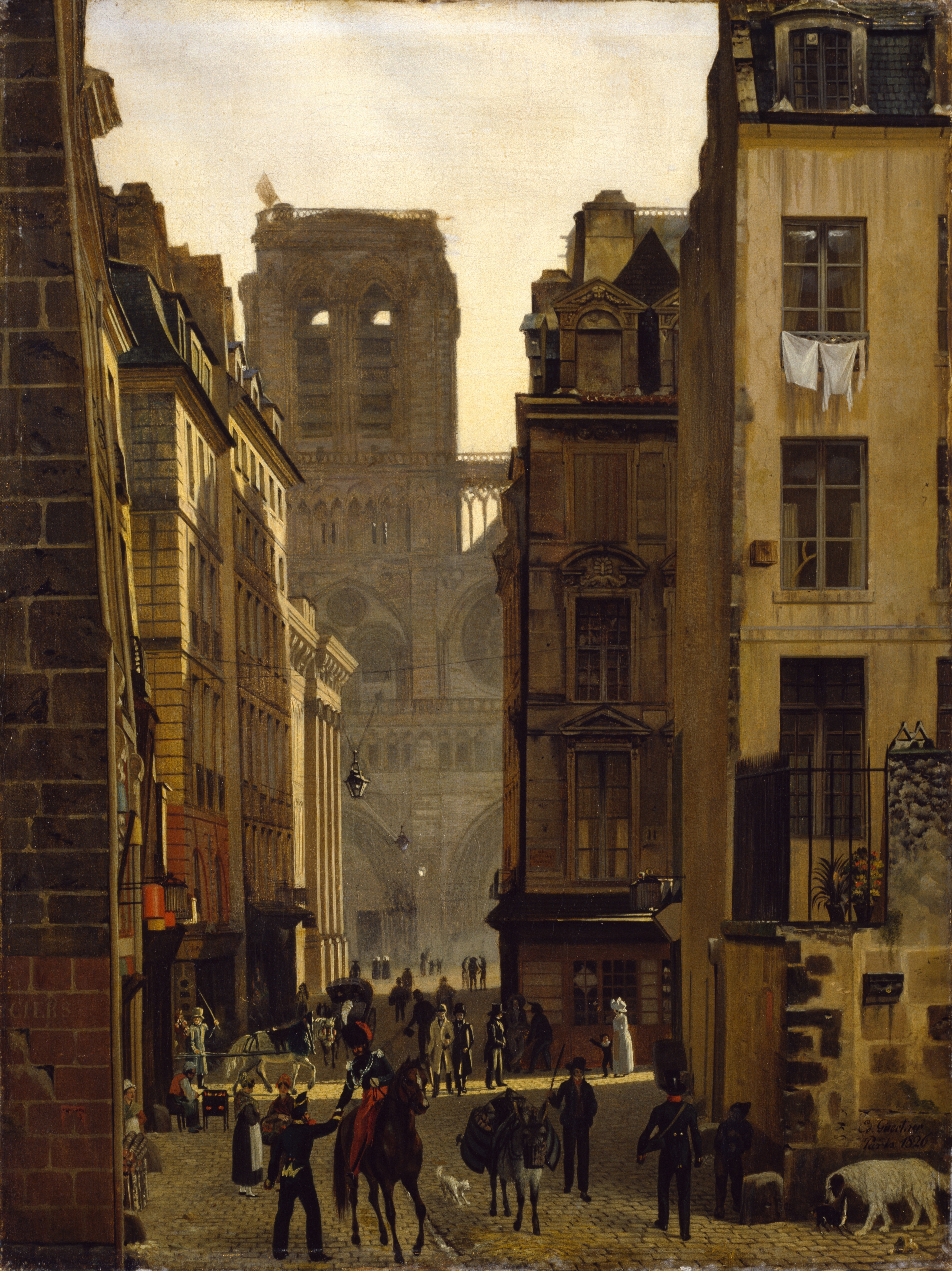 Gärtner, Eduard: Rue Neuve Notre Dame in Paris, 1826, GK I 1295. (Stiftung Preußische Schlösser und Gärten Berlin-Brandenburg CC BY-NC-SA)