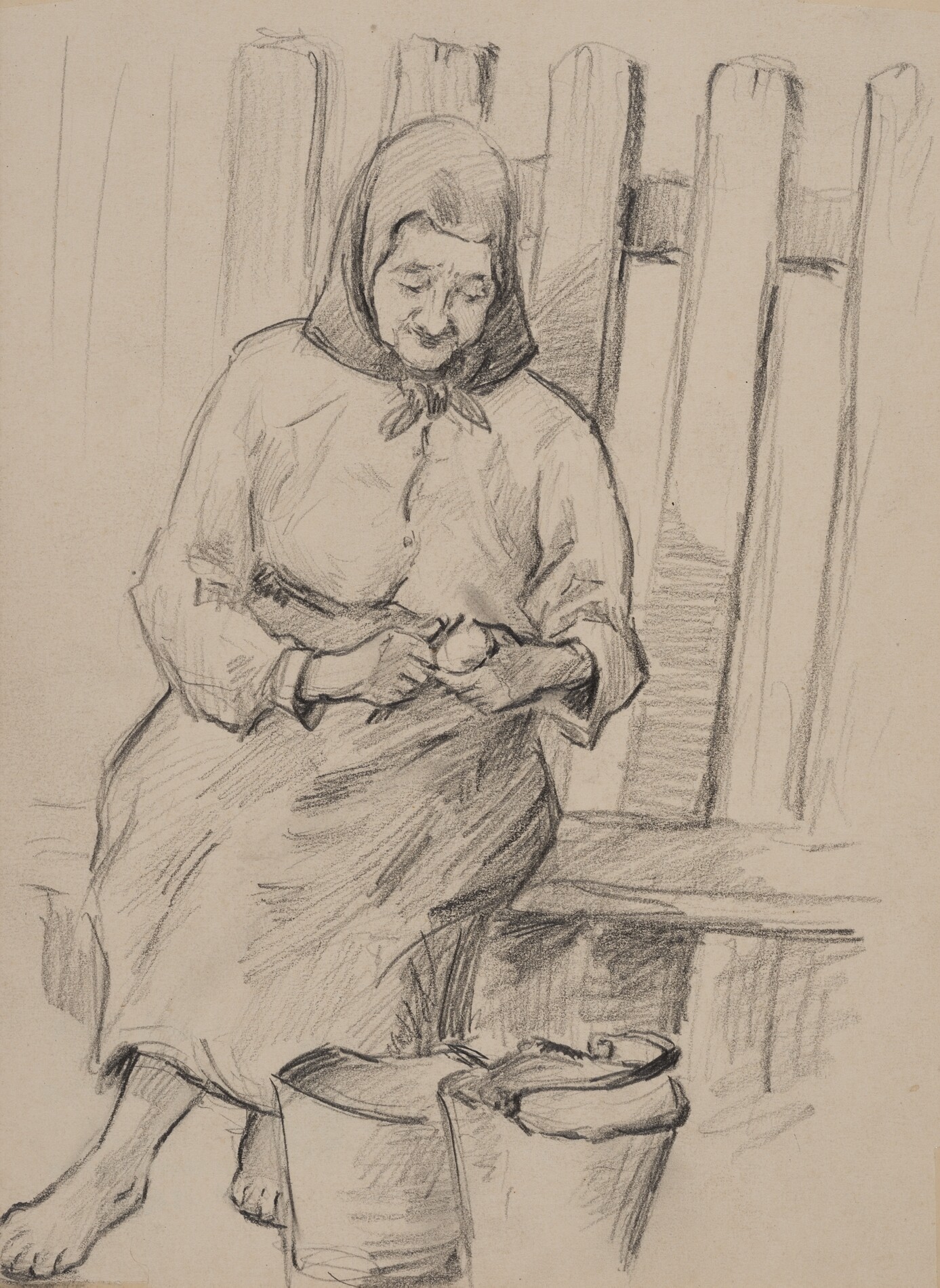 "Kartoffelschälende Frau" (Museum und Galerie Falkensee CC BY-NC-SA)