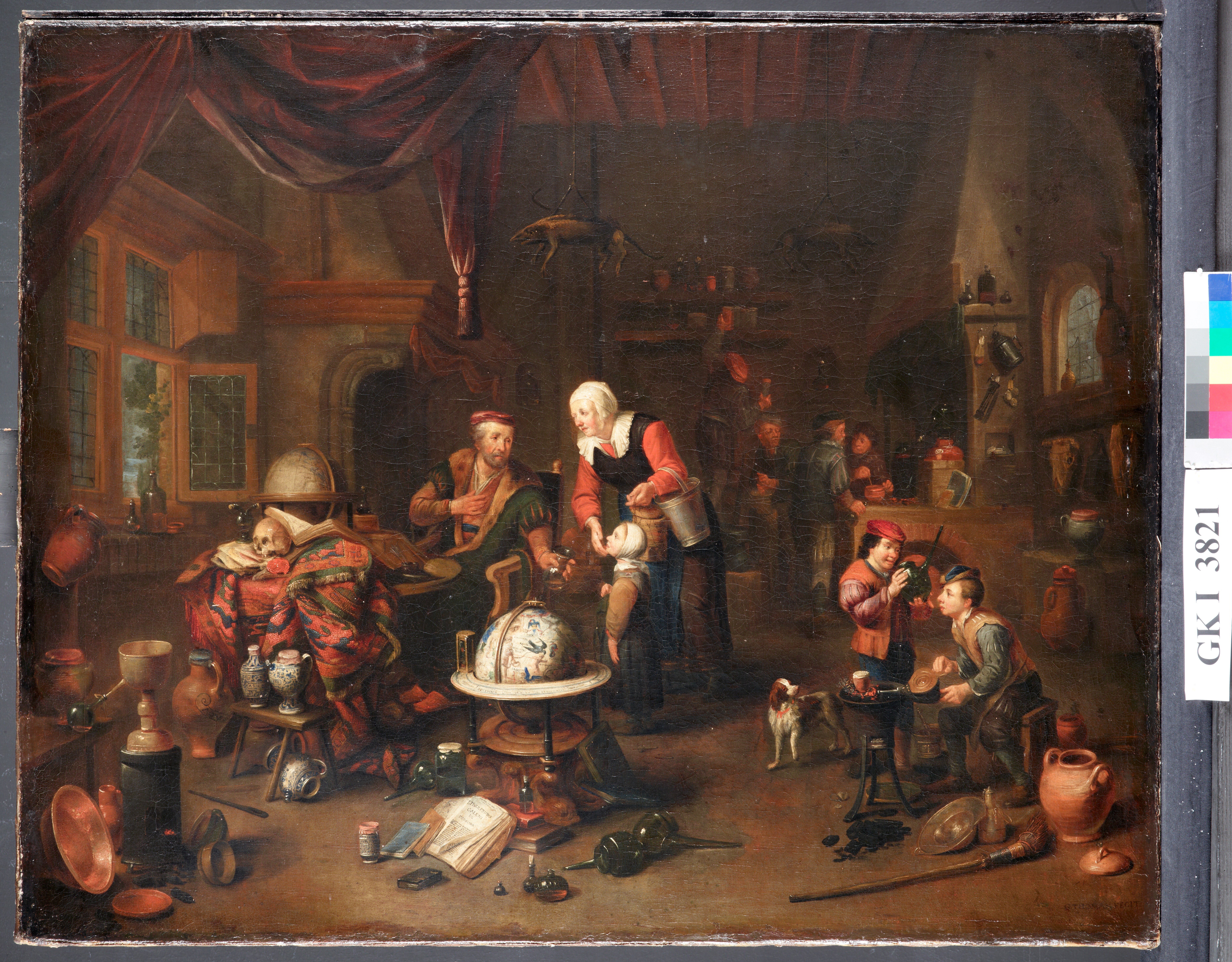 Thomas, Gerard: Der Arztbesuch (Quacksalber in seinem Laboratorium), um 1690 - 1720, GK I 3821. (Stiftung Preußische Schlösser und Gärten Berlin-Brandenburg CC BY-NC-SA)
