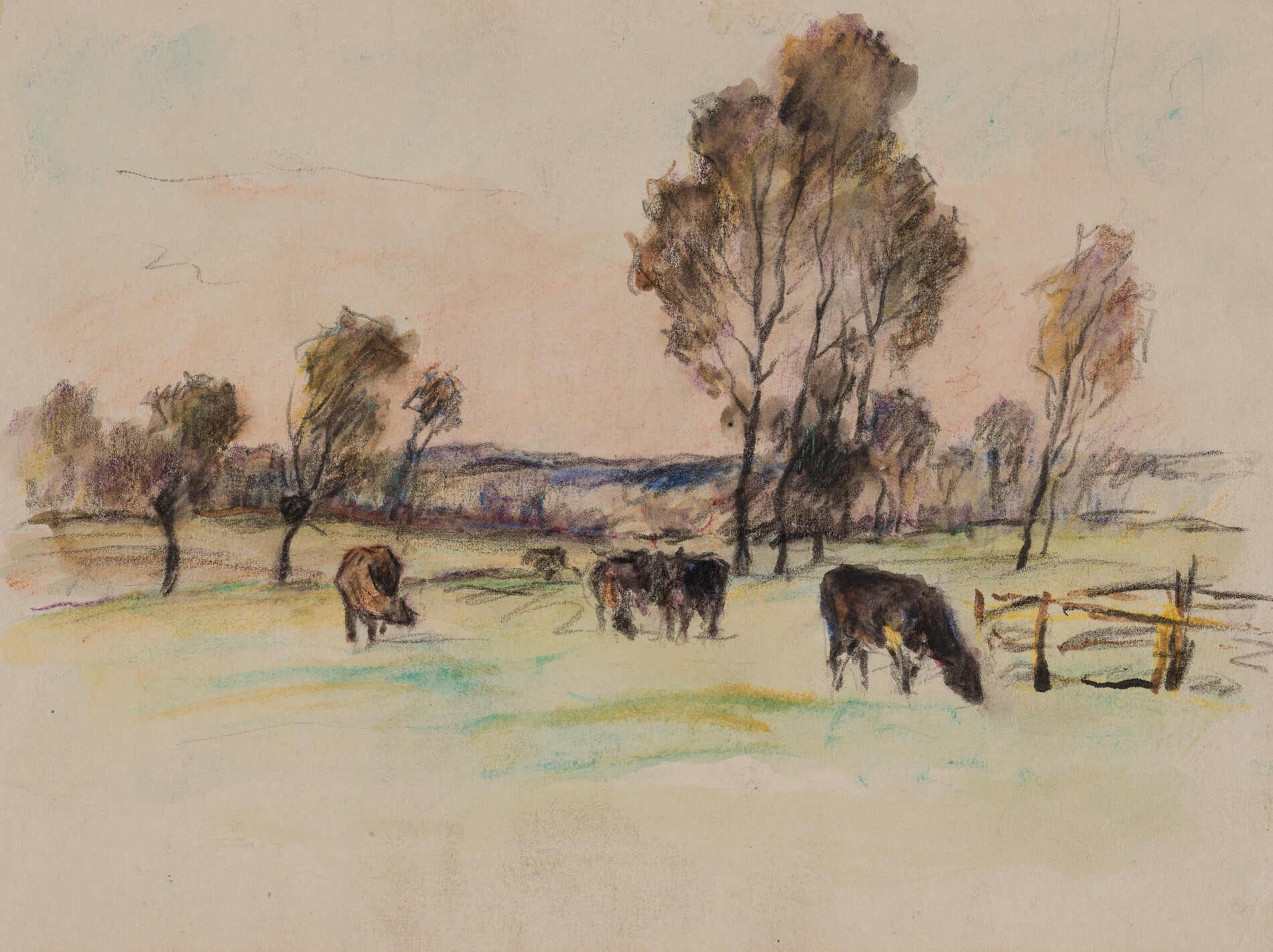 "Vier Kühe auf der Weide" (Museum und Galerie Falkensee CC BY-NC-SA)