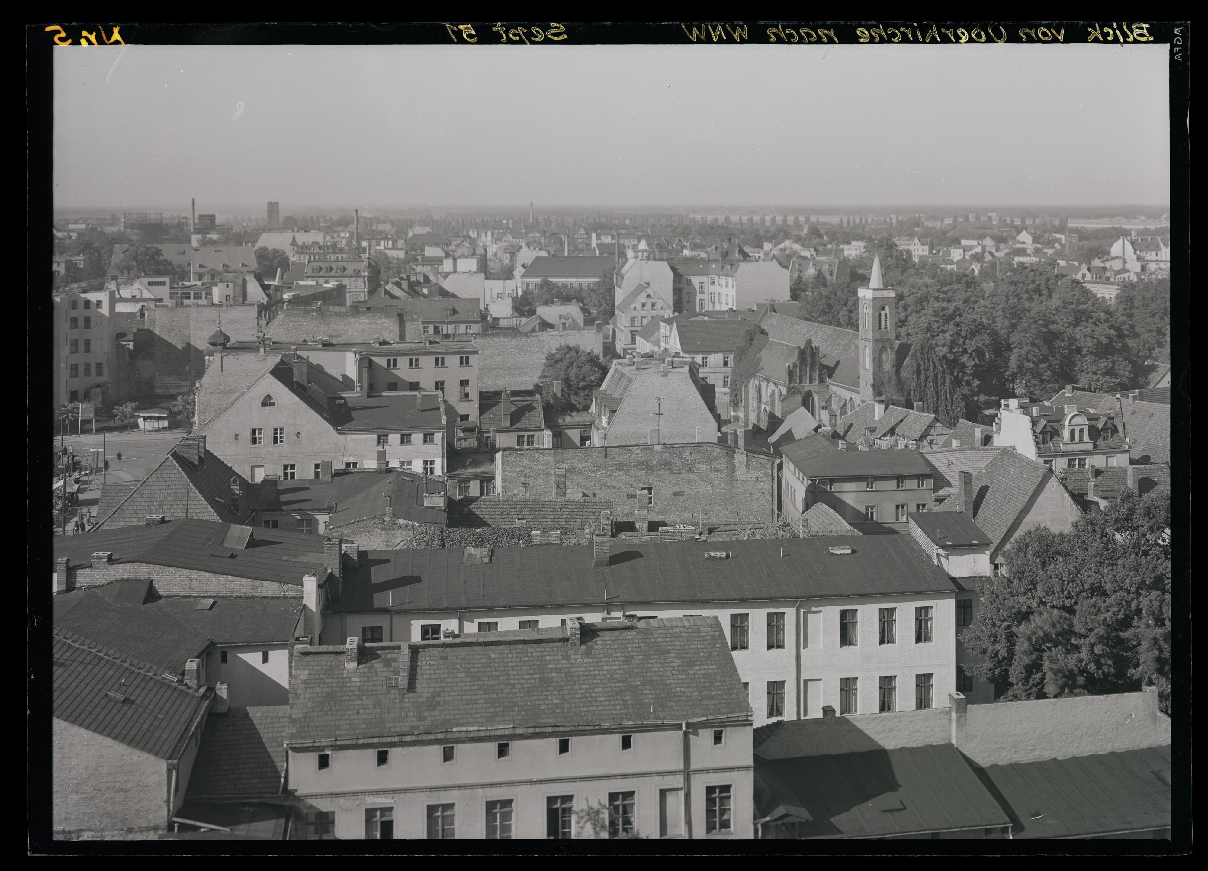 Blick von der Oberkirche nach West-Nord-West, Cottbus (Stadtmuseum Cottbus CC BY-NC-SA)