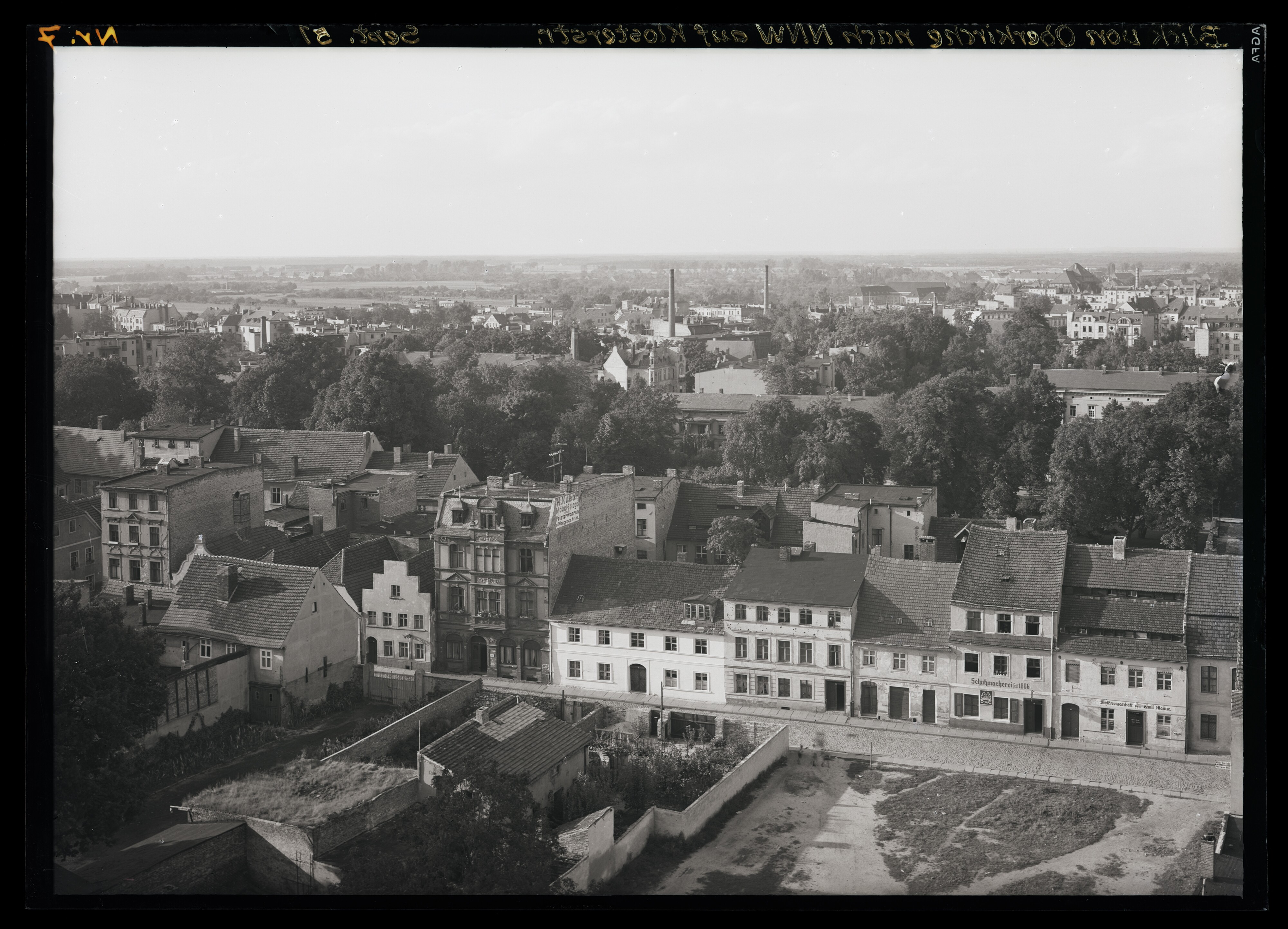 Blick von der Oberkirche nach Nord-Nord-West, Cottbus (Stadtmuseum Cottbus CC BY-NC-SA)
