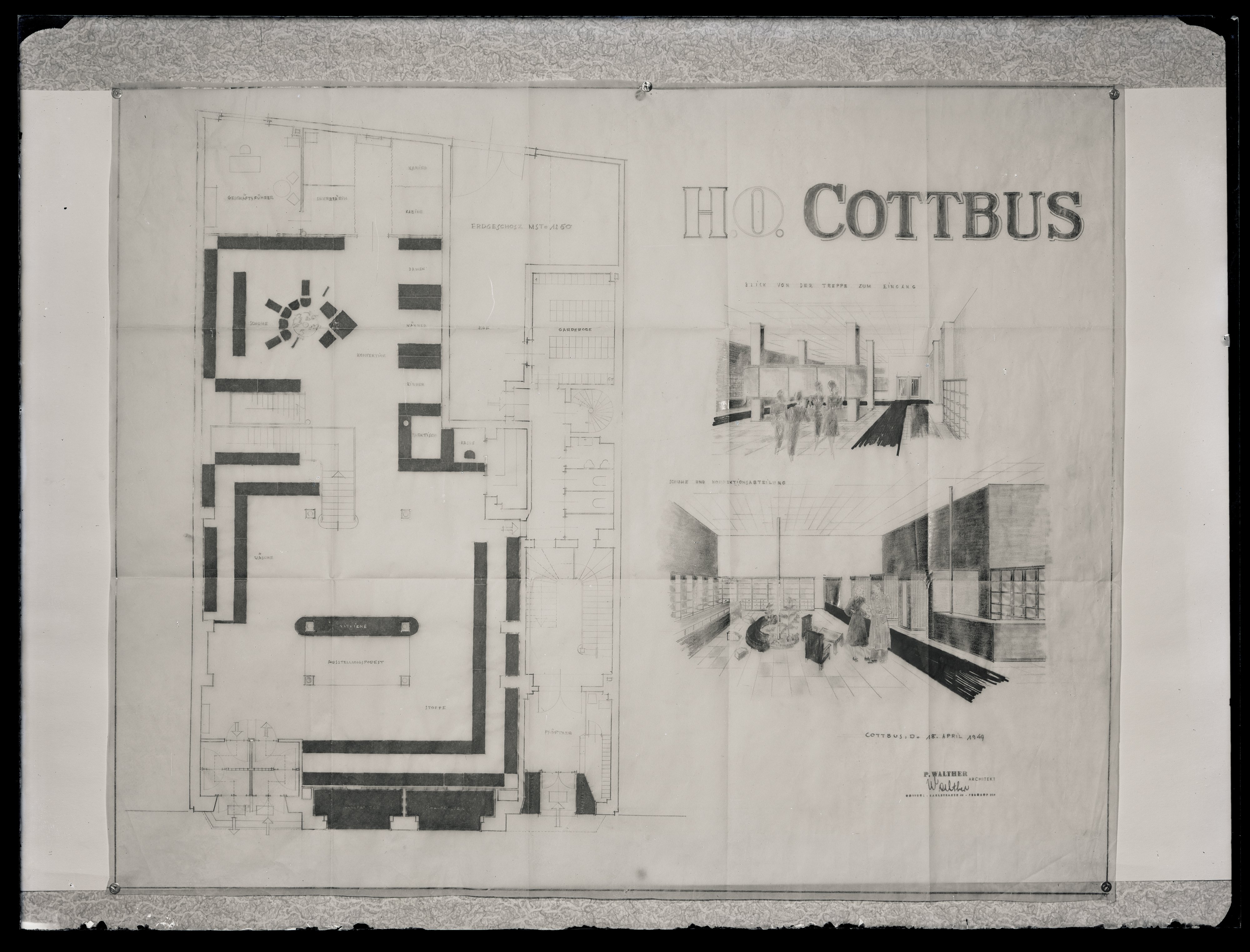 Wiederaufbau Cottbus Innenstadt: HO-Kaufhaus (Stadtmuseum Cottbus CC BY-NC-SA)