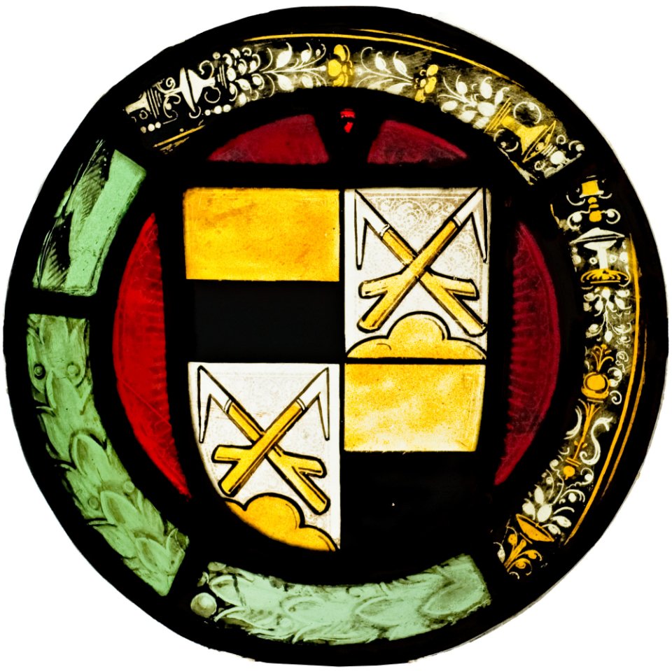 Unbekannte Wappenscheibe mit Spitzhacken (CVMA Deutschland Potsdam/Berlin-Brandenburgische Akademie der Wissenschaften CC BY-NC)