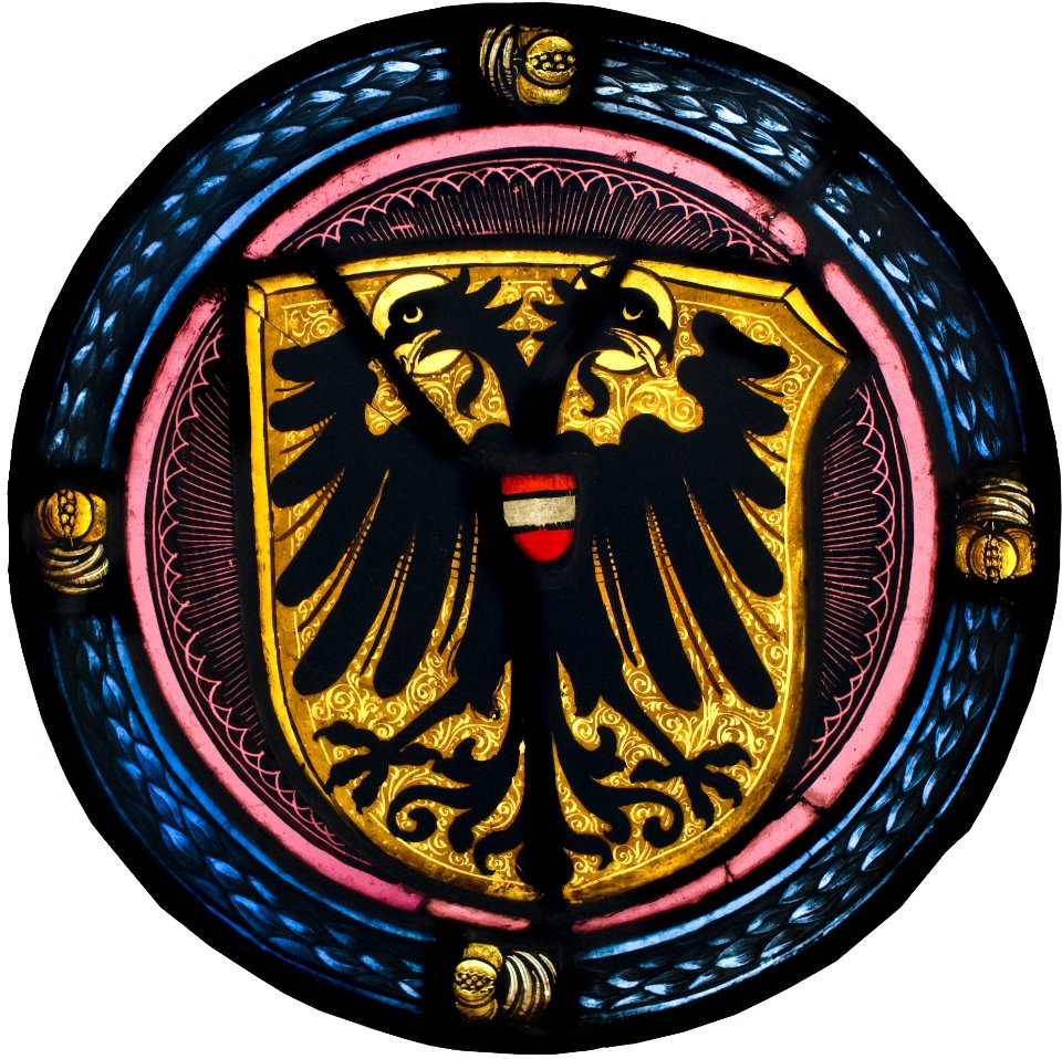 Wappenscheibe mit dem österreichischen Bindenschild (CVMA Deutschland Potsdam/Berlin-Brandenburgische Akademie der Wissenschaften CC BY-NC)
