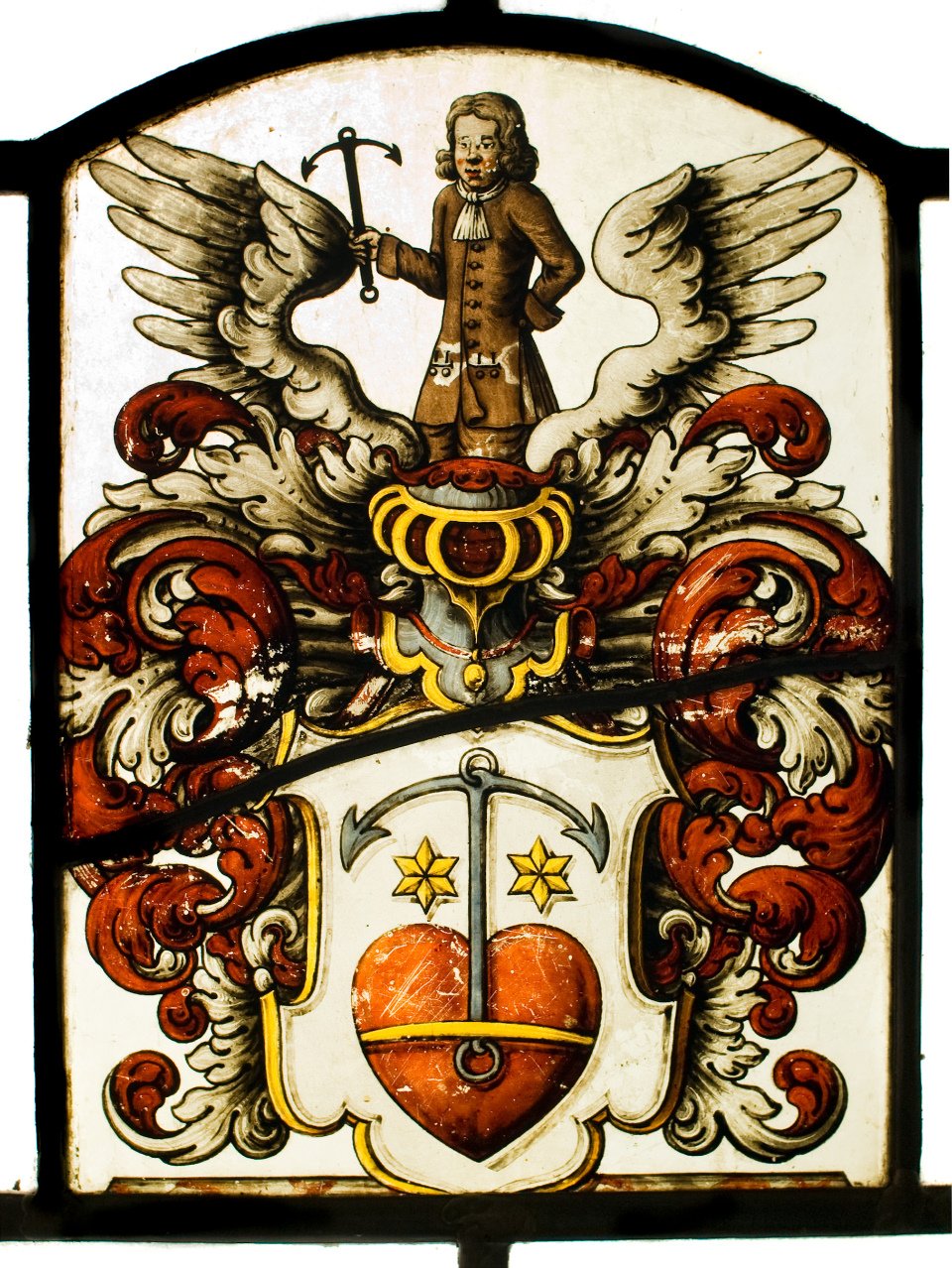 Unbekannte Wappenscheibe mit Herz, Anker und Geistlichem (CVMA Deutschland Potsdam/Berlin-Brandenburgische Akademie der Wissenschaften CC BY-NC)