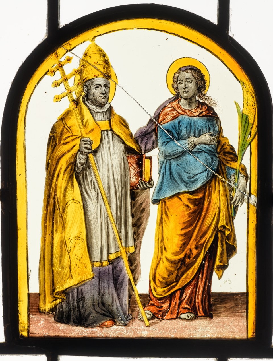 Zwei Heilige mit Papstkreuz, Tiara und Palmwedel (CVMA Deutschland Potsdam/Berlin-Brandenburgische Akademie der Wissenschaften CC BY-NC)