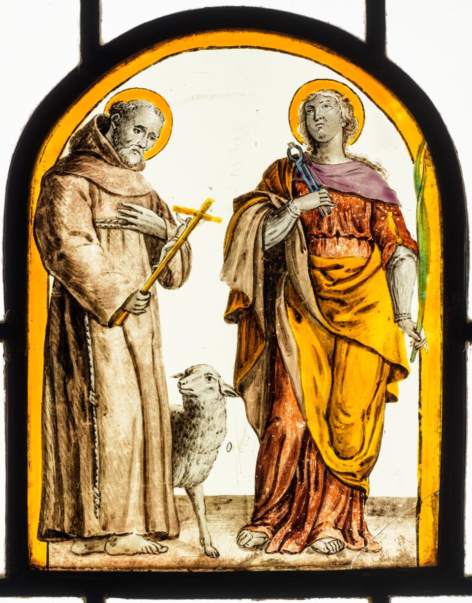 Zwei Heilige mit Kruzifix, Lamm und Marterinstrument (CVMA Deutschland Potsdam/Berlin-Brandenburgische Akademie der Wissenschaften CC BY-NC)