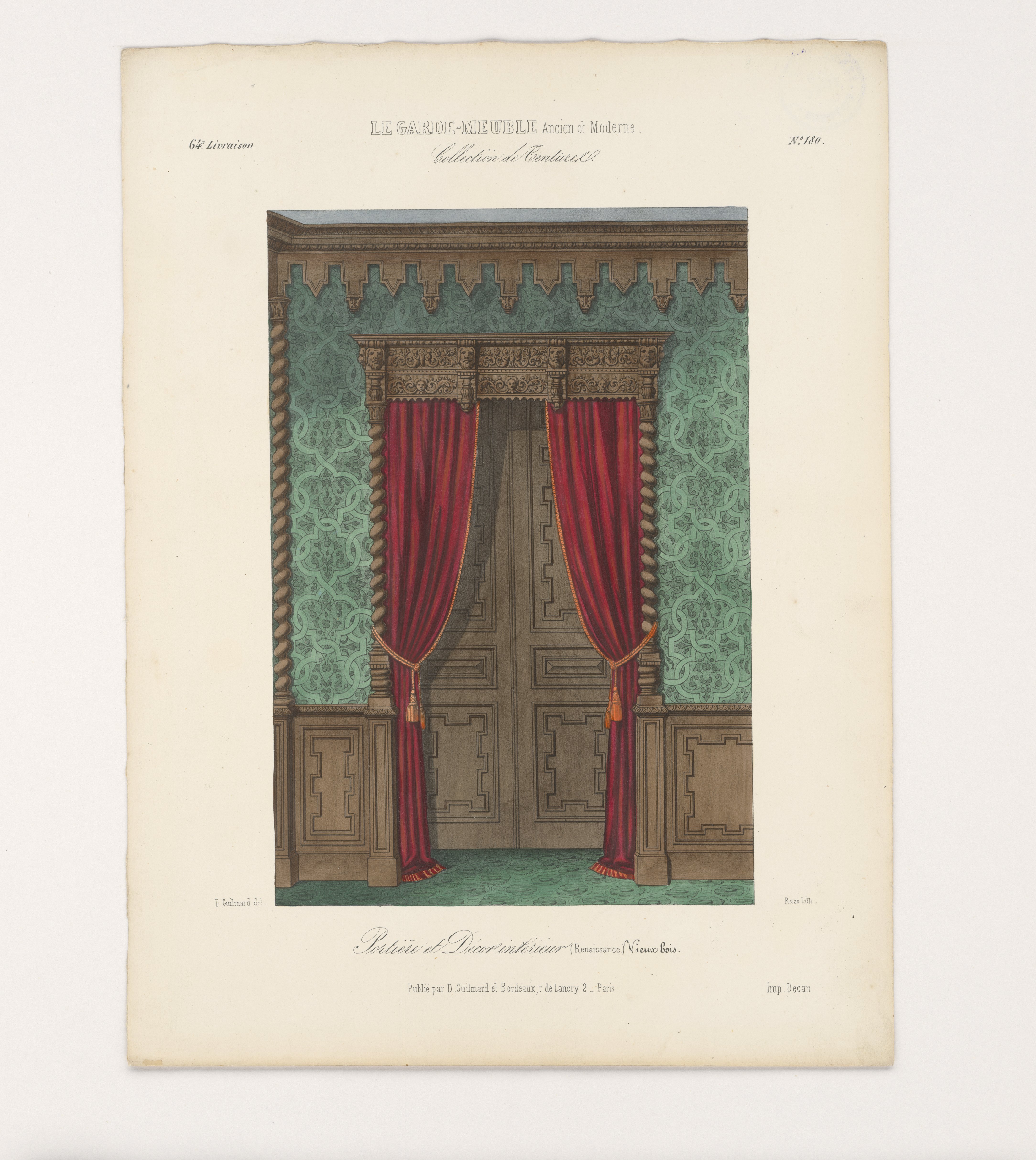 "Portiére et Décor intérieur (Renaissance.) Vieux bois.", aus: Le Garde-meuble (Stiftung Fürst-Pückler-Museum Park und Schloss Branitz Public Domain Mark)