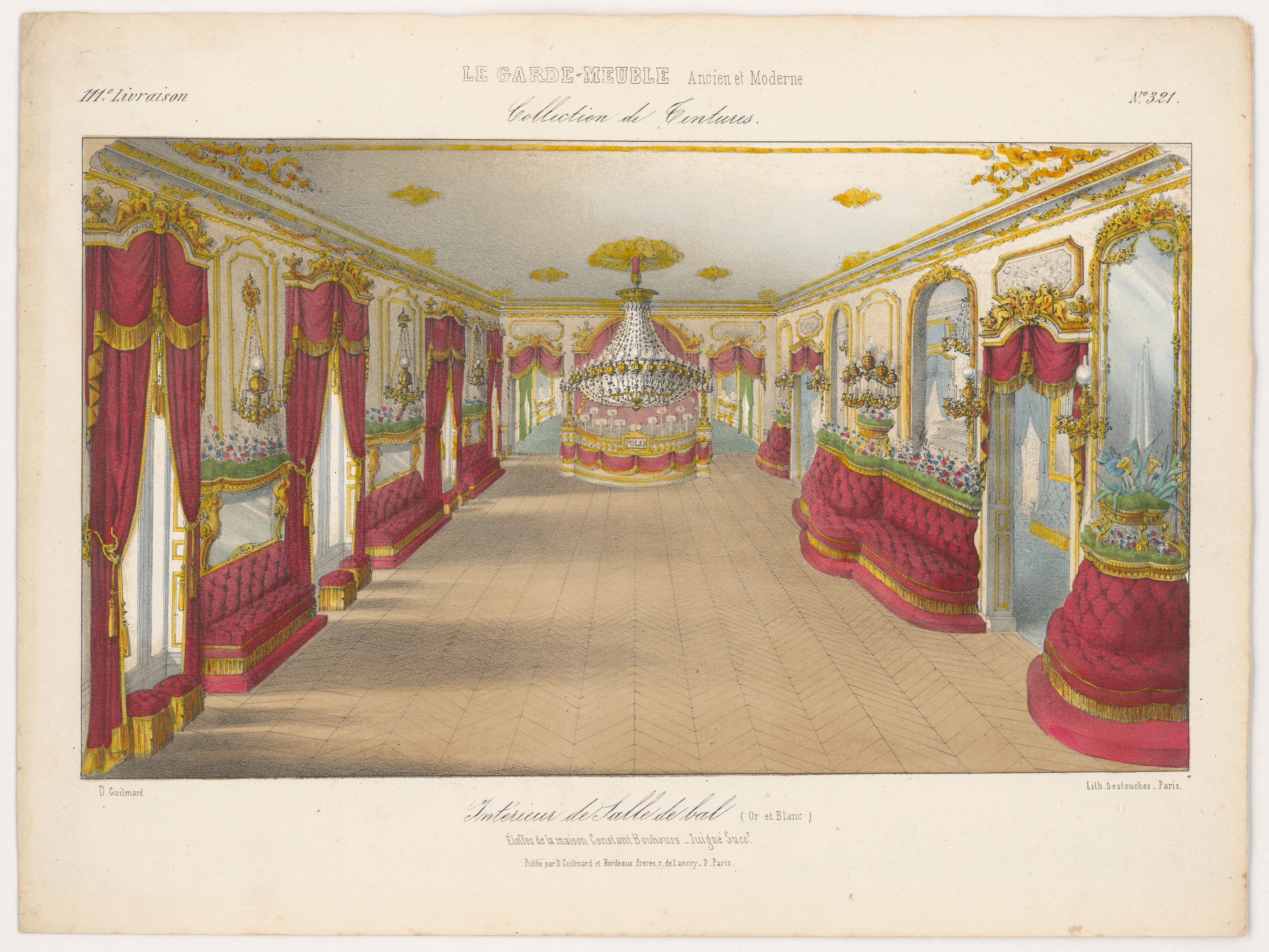 "Intérieur de Salle de bal (Or et Blanc)", aus: Le Garde-meuble (Stiftung Fürst-Pückler-Museum Park und Schloss Branitz Public Domain Mark)