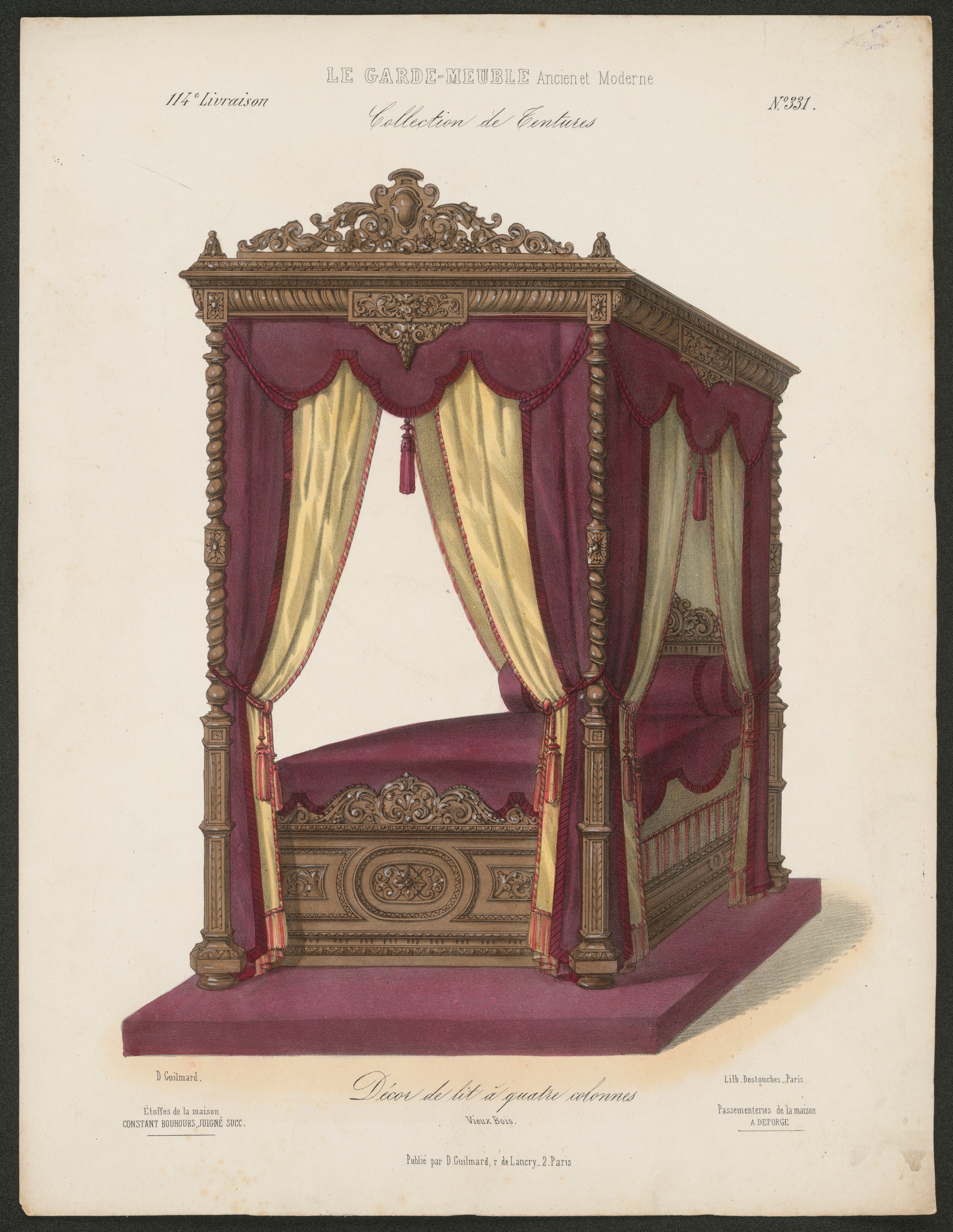 "Décor de lit á quatre colonnes", aus: Le Garde-meuble (Stiftung Fürst-Pückler-Museum Park und Schloss Branitz Public Domain Mark)