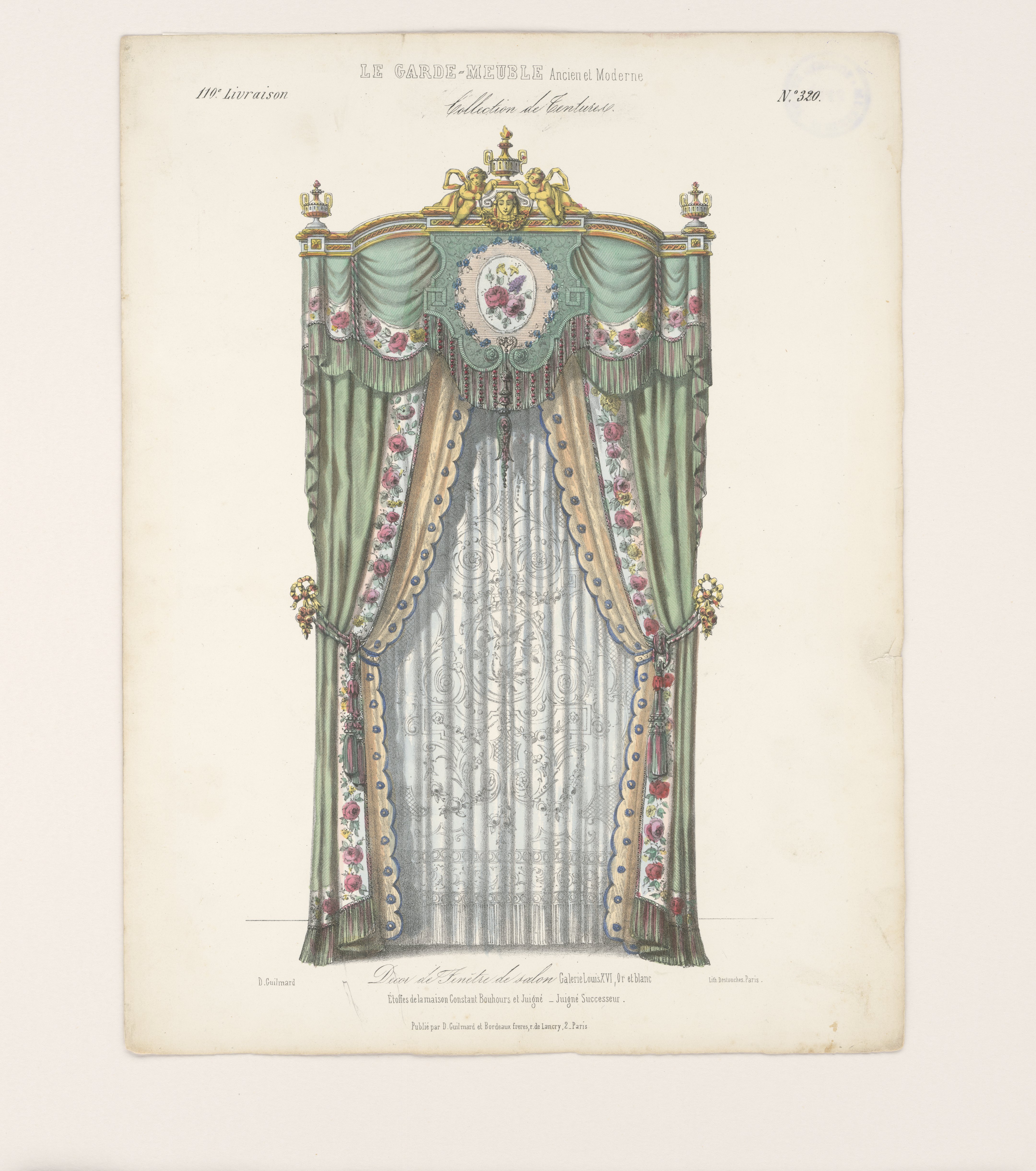 "Decor de Fenêtre de salon" "Galerie Louis XVI, Or et blanc", aus: Le Garde-meuble (Stiftung Fürst-Pückler-Museum Park und Schloss Branitz Public Domain Mark)