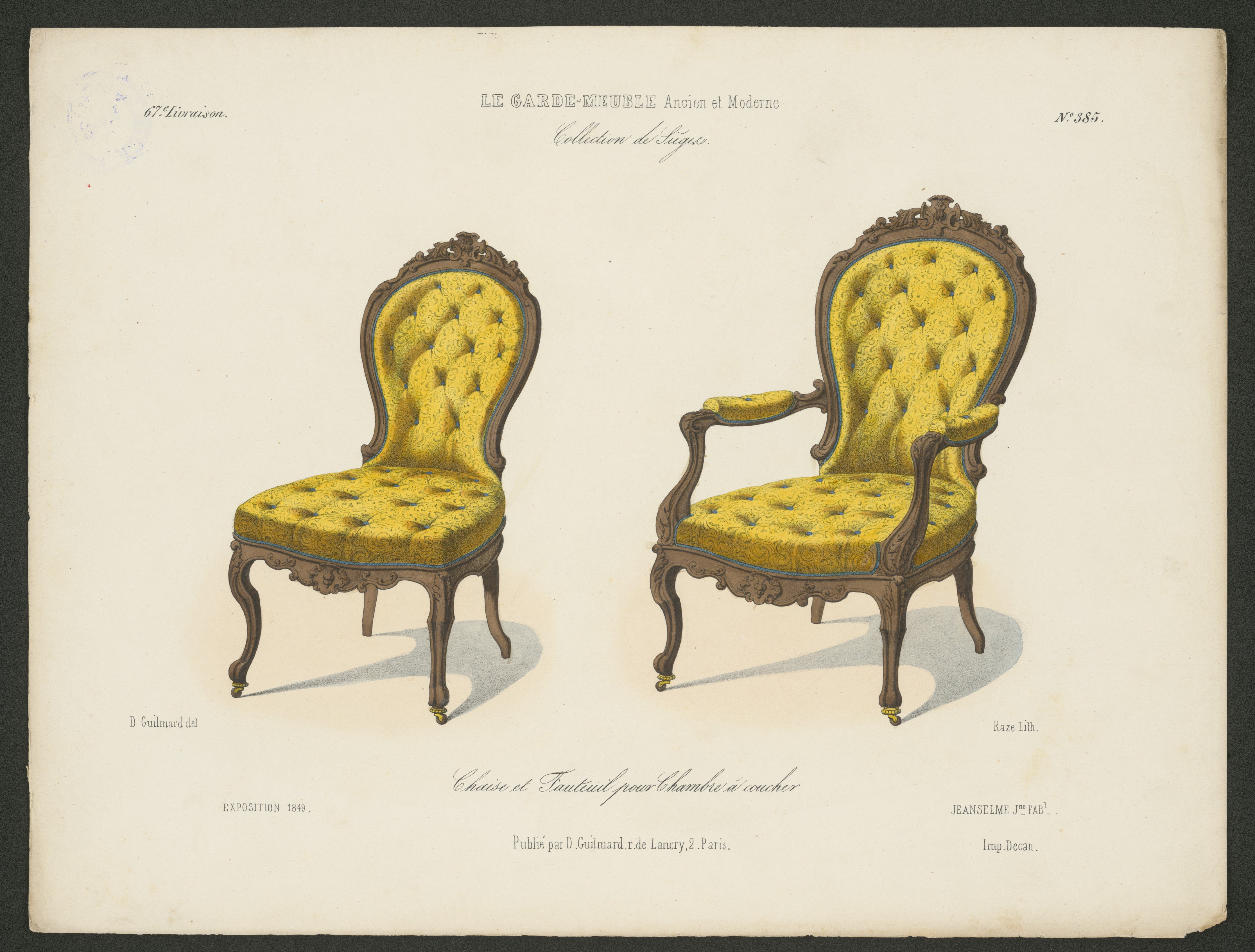"Chaise et Fauteuil pour Chambre á coucher", aus: Le Garde-meuble (Stiftung Fürst-Pückler-Museum Park und Schloss Branitz CC BY-NC-SA)