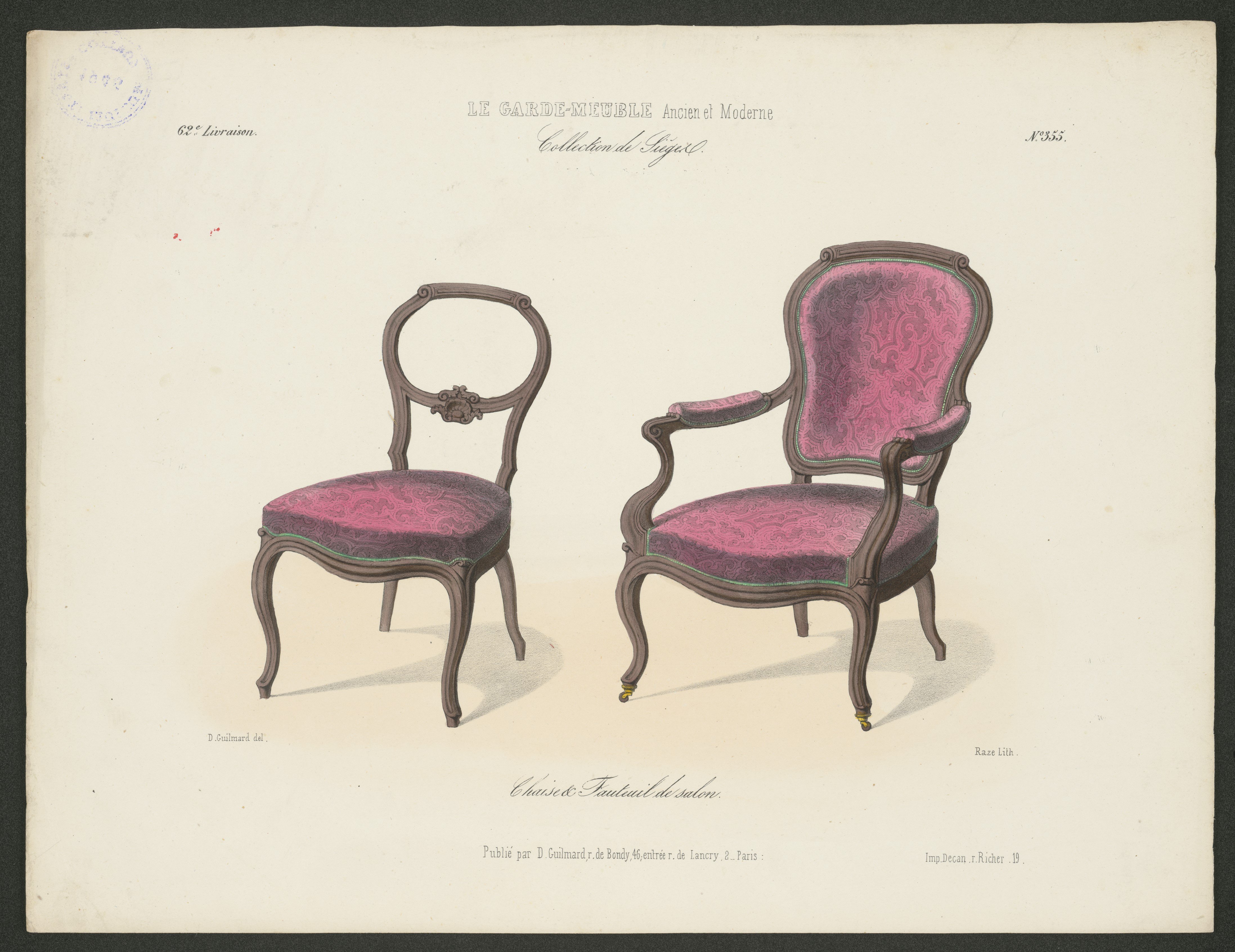 "Chaise & Fauteuil de salon", aus: Le Garde-meuble (Stiftung Fürst-Pückler-Museum Park und Schloss Branitz CC BY-NC-SA)
