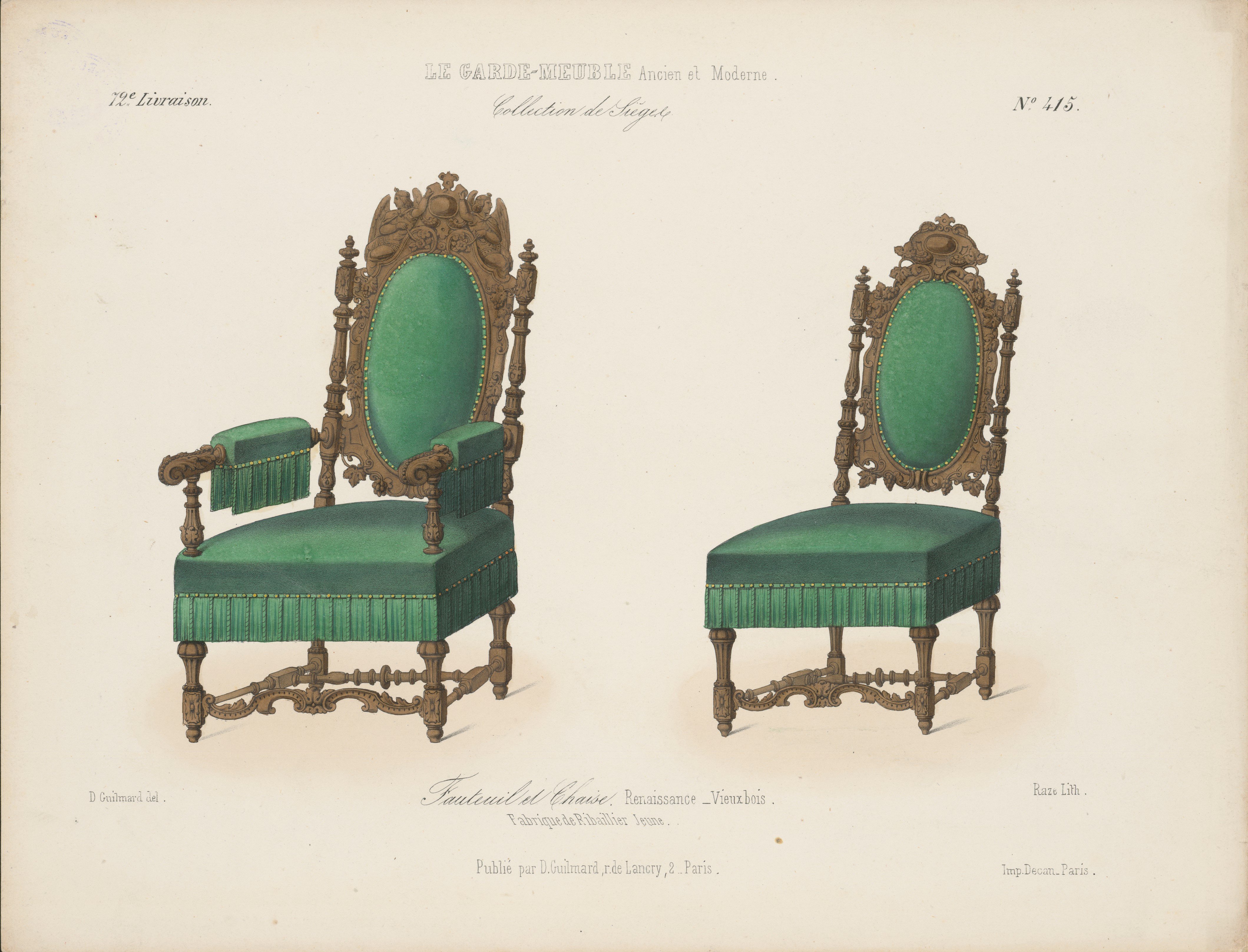„Fauteuil et Chaise“, aus: Le Garde-meuble (Stiftung Fürst-Pückler-Museum Park und Schloss Branitz CC BY-NC-SA)
