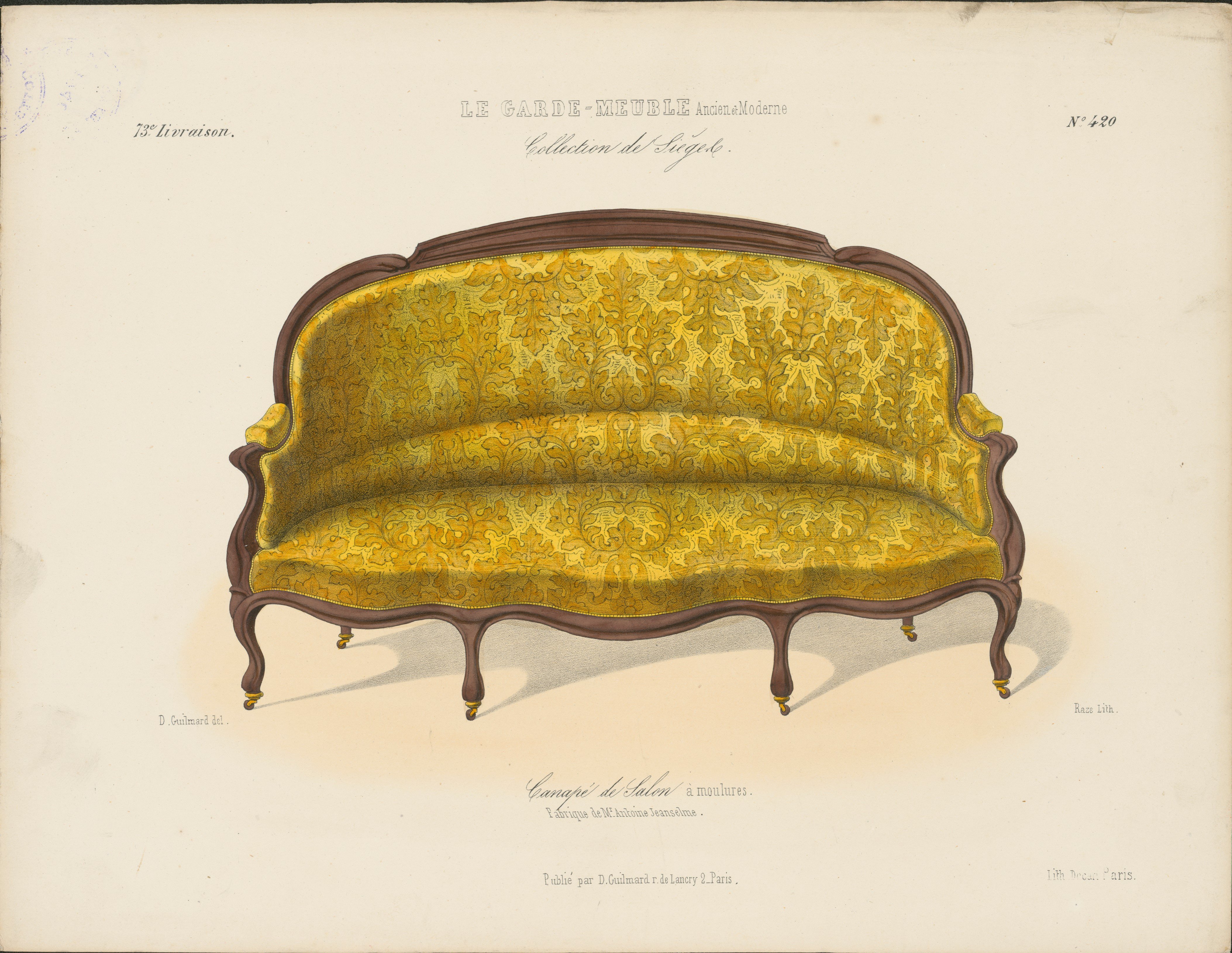 „Canapé de Salon a moulures", aus: Le Garde-meuble (Stiftung Fürst-Pückler-Museum Park und Schloss Branitz CC BY-NC-SA)