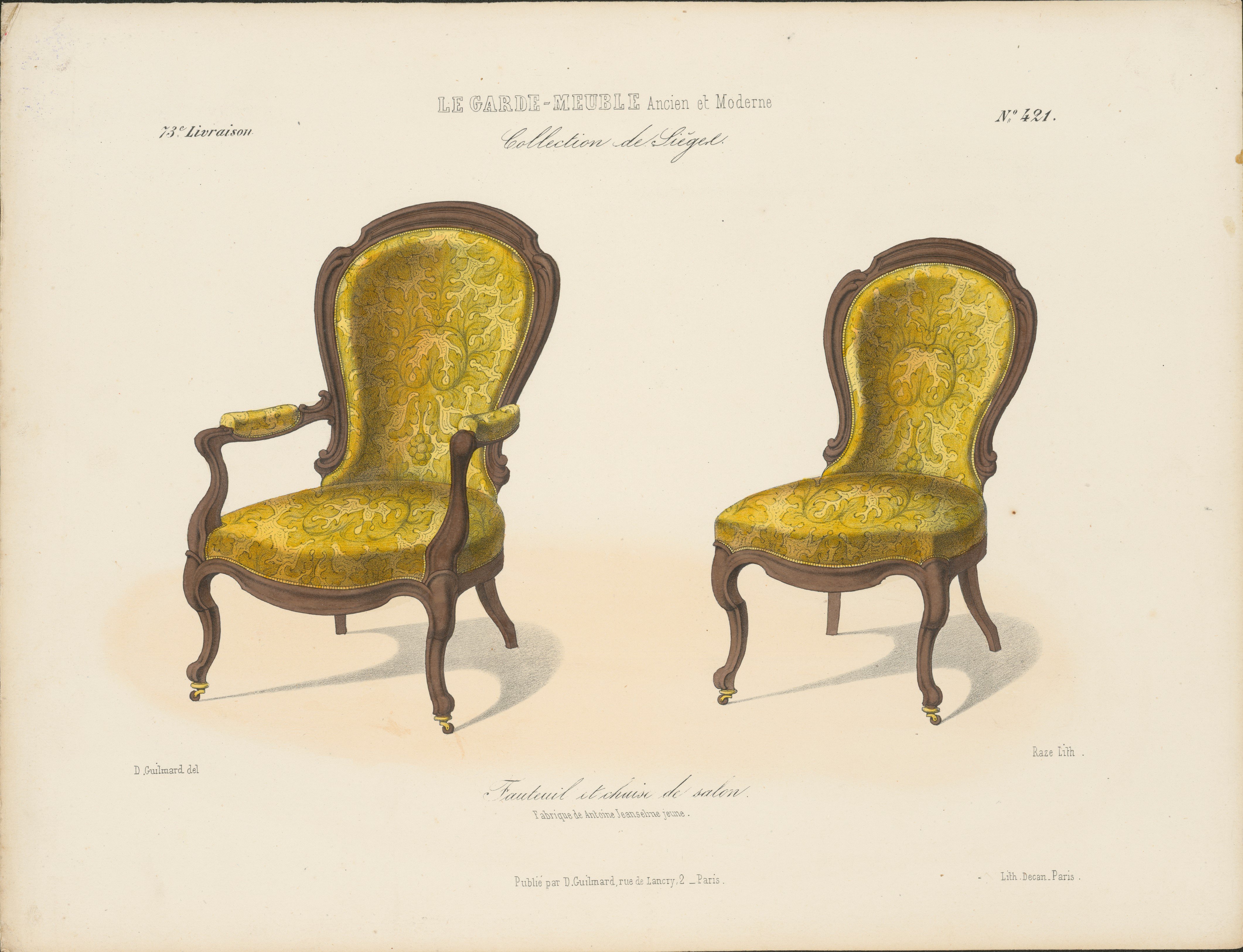 „Fauteuil et chaise de salon", aus: Le Garde-meuble (Stiftung Fürst-Pückler-Museum Park und Schloss Branitz CC BY-NC-SA)