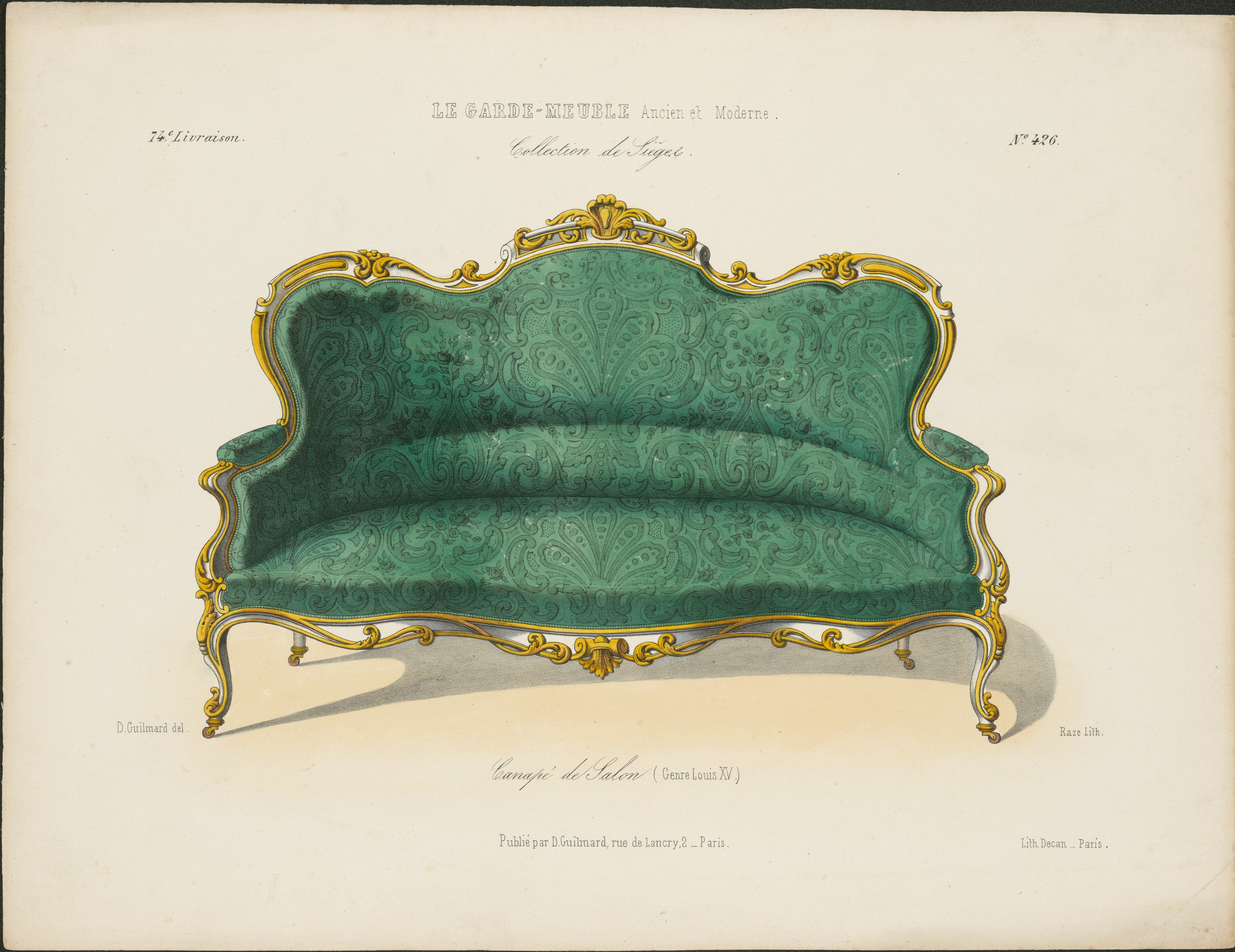 „Canapé de Salon (Genre Louis XV.)", aus: Le Garde-meuble (Stiftung Fürst-Pückler-Museum Park und Schloss Branitz CC BY-NC-SA)