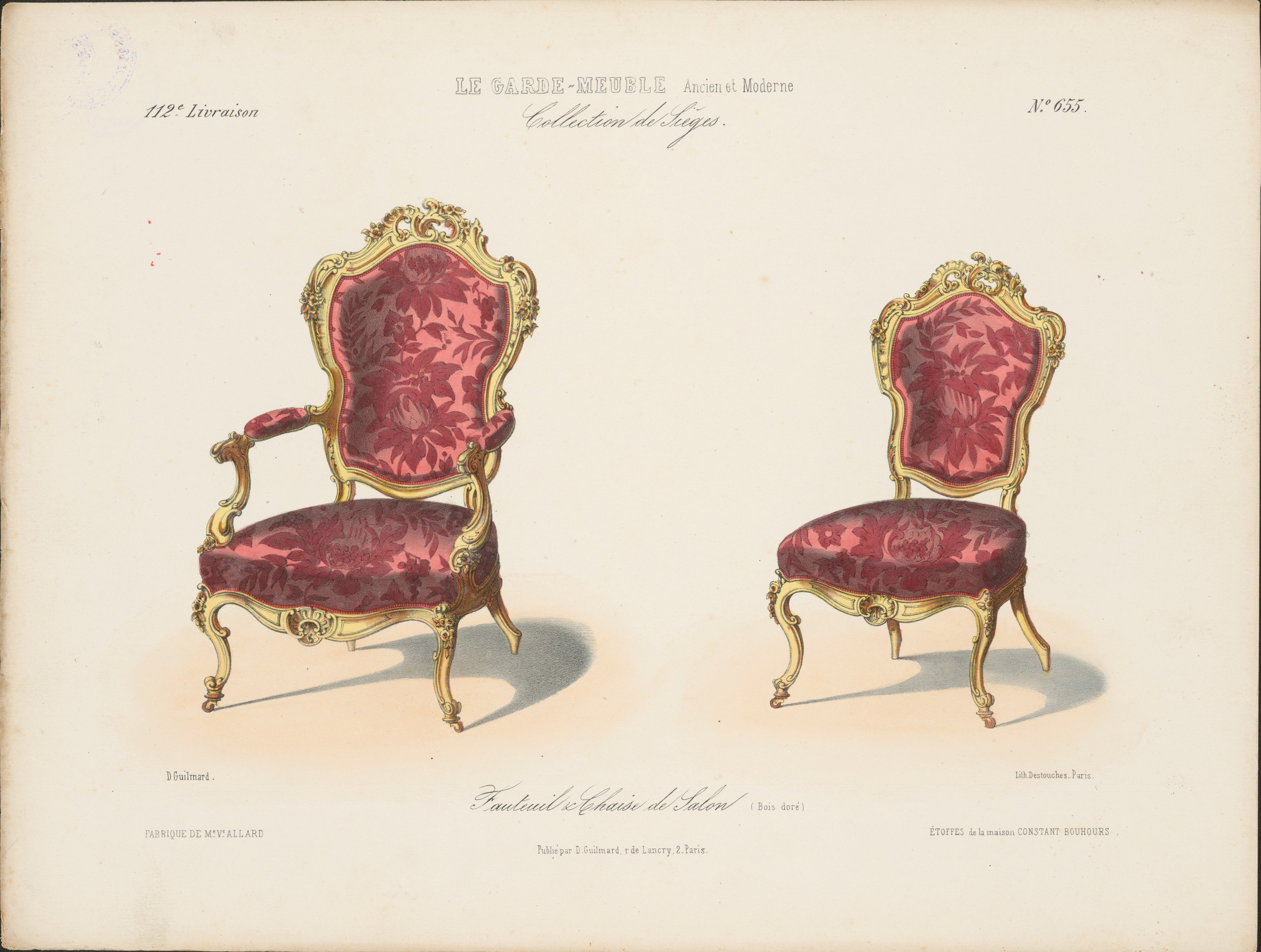 „Fauteuil & Chaise de Salon (Bois doré)", aus: Le Garde-meuble (Stiftung Fürst-Pückler-Museum Park und Schloss Branitz CC BY-NC-SA)
