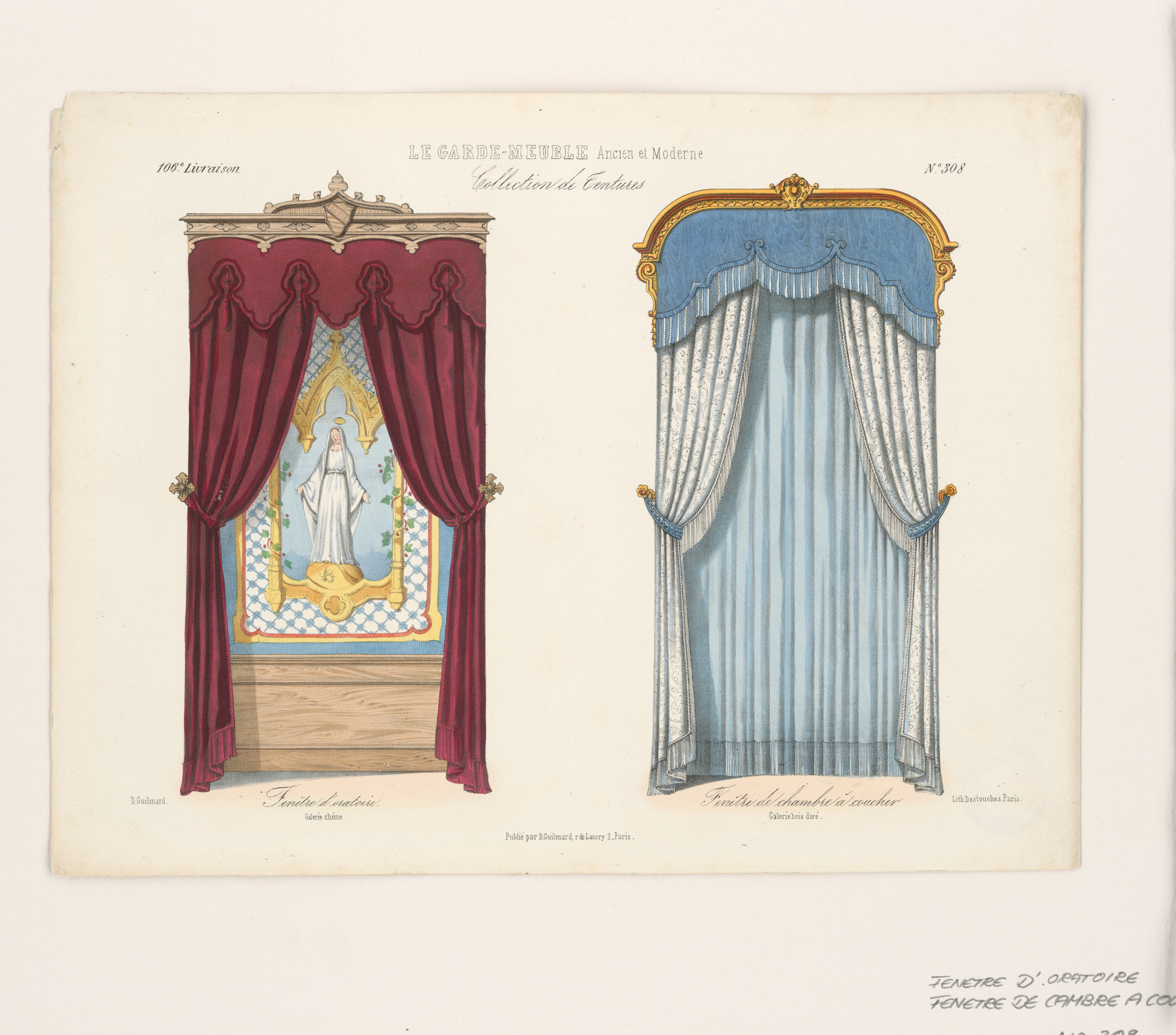 "Fenétre d´ oratoire." und "Fenétre de chambre á coucher", aus: Le Garde-meuble (Stiftung Fürst-Pückler-Museum Park und Schloss Branitz Public Domain Mark)