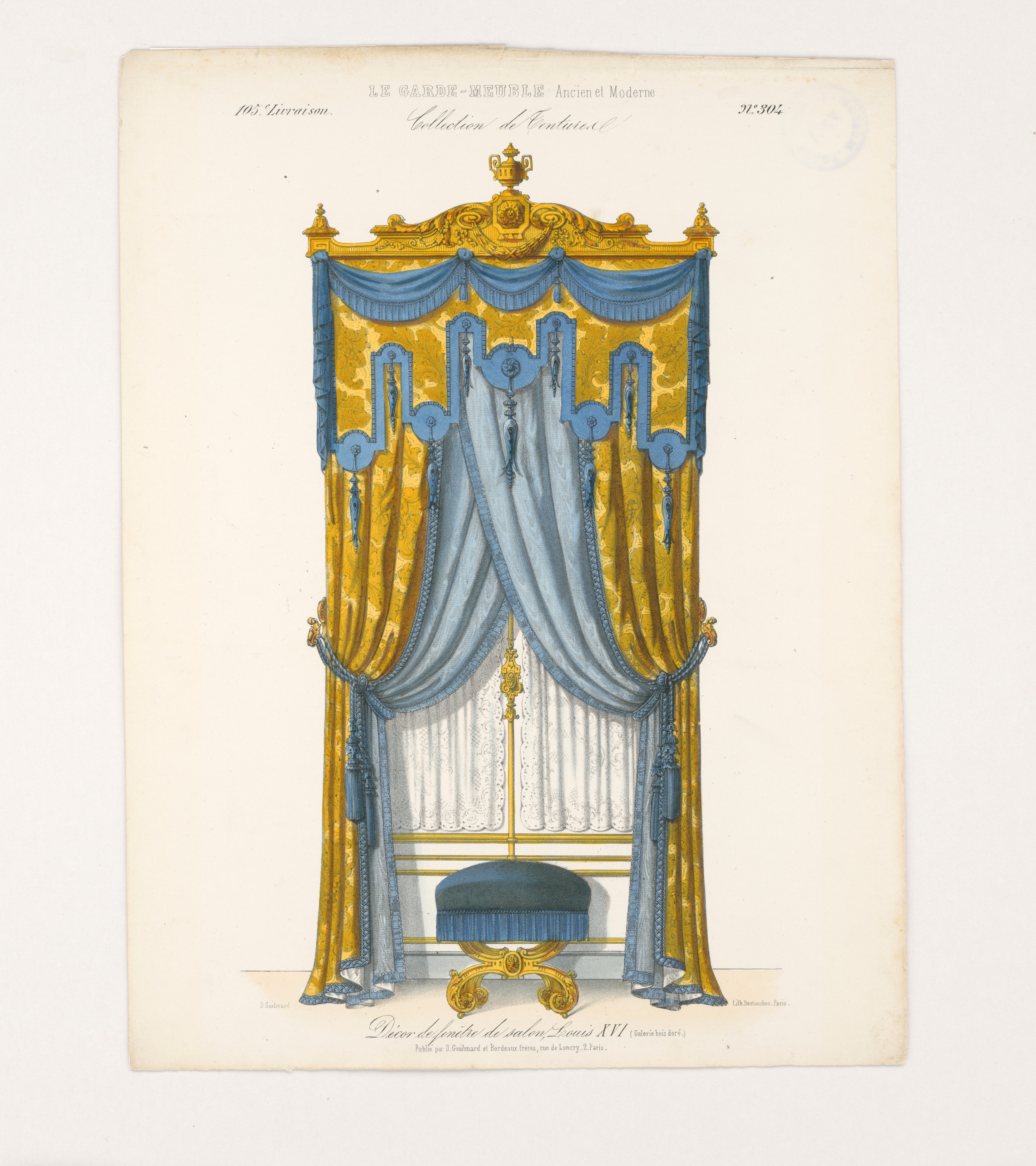 "Décor de fenétre de salon, Louis XVI (Galerie bois doré.)", aus: Le Garde-meuble (Stiftung Fürst-Pückler-Museum Park und Schloss Branitz Public Domain Mark)