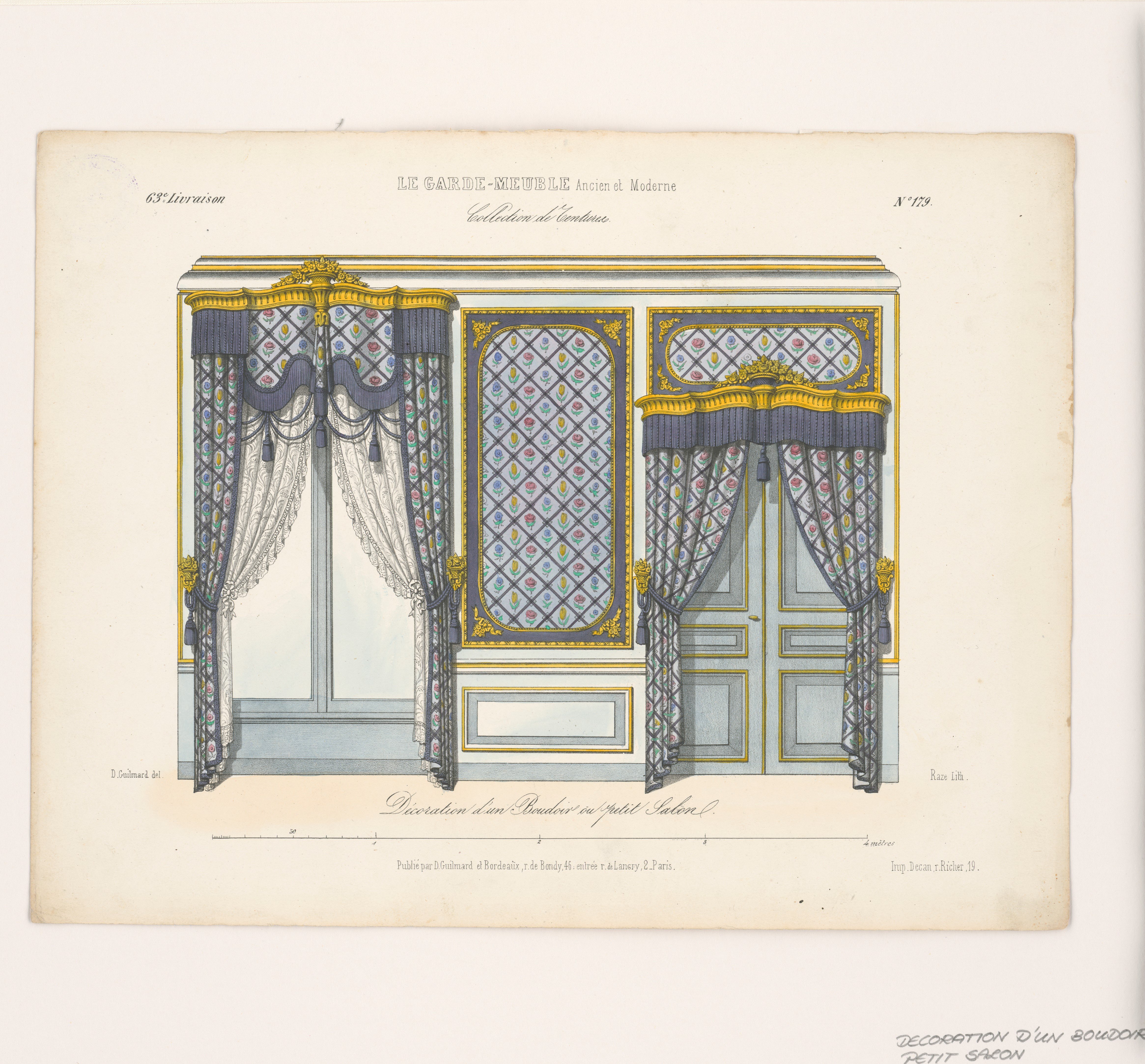 "Décoration d´un Boudoir óu petit Salon.", aus: Le Garde-meuble (Stiftung Fürst-Pückler-Museum Park und Schloss Branitz Public Domain Mark)