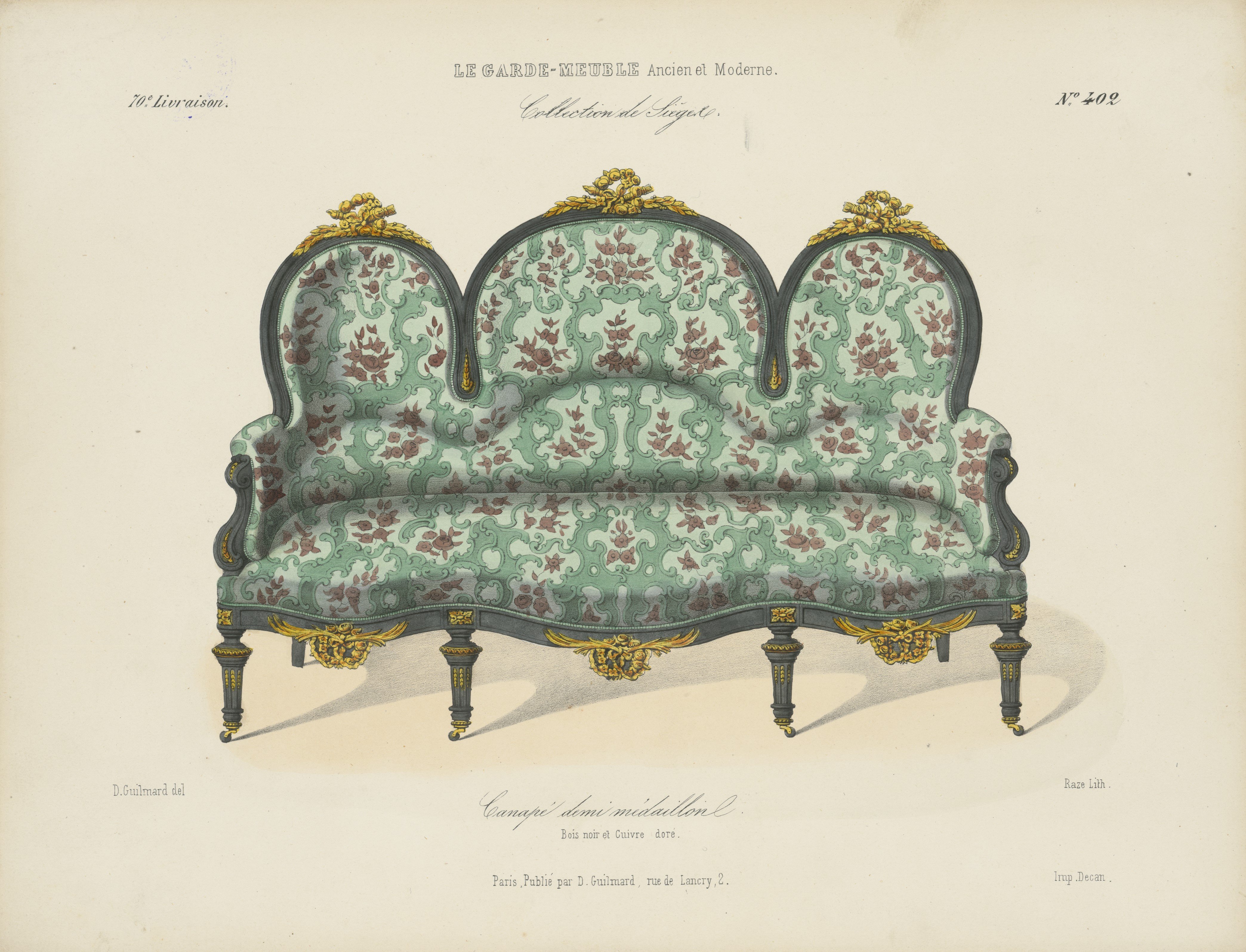 "Canapé demi médaillon", aus: Le Garde-meuble (Stiftung Fürst-Pückler-Museum Park und Schloss Branitz Public Domain Mark)