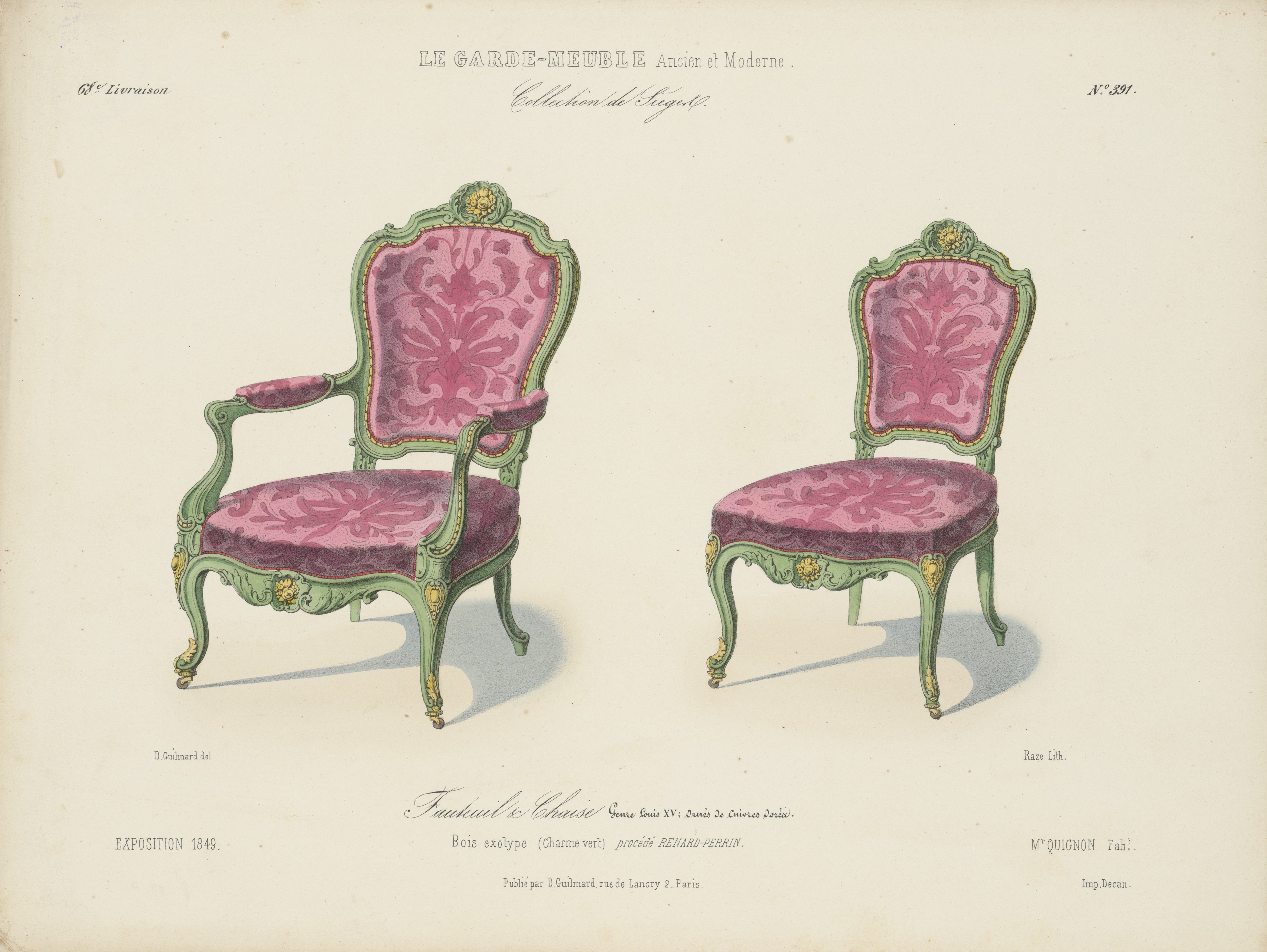 "Fauteuil & Chaise Genre Louis XV", aus Le Garde-meuble (Stiftung Fürst-Pückler-Museum Park und Schloss Branitz Public Domain Mark)