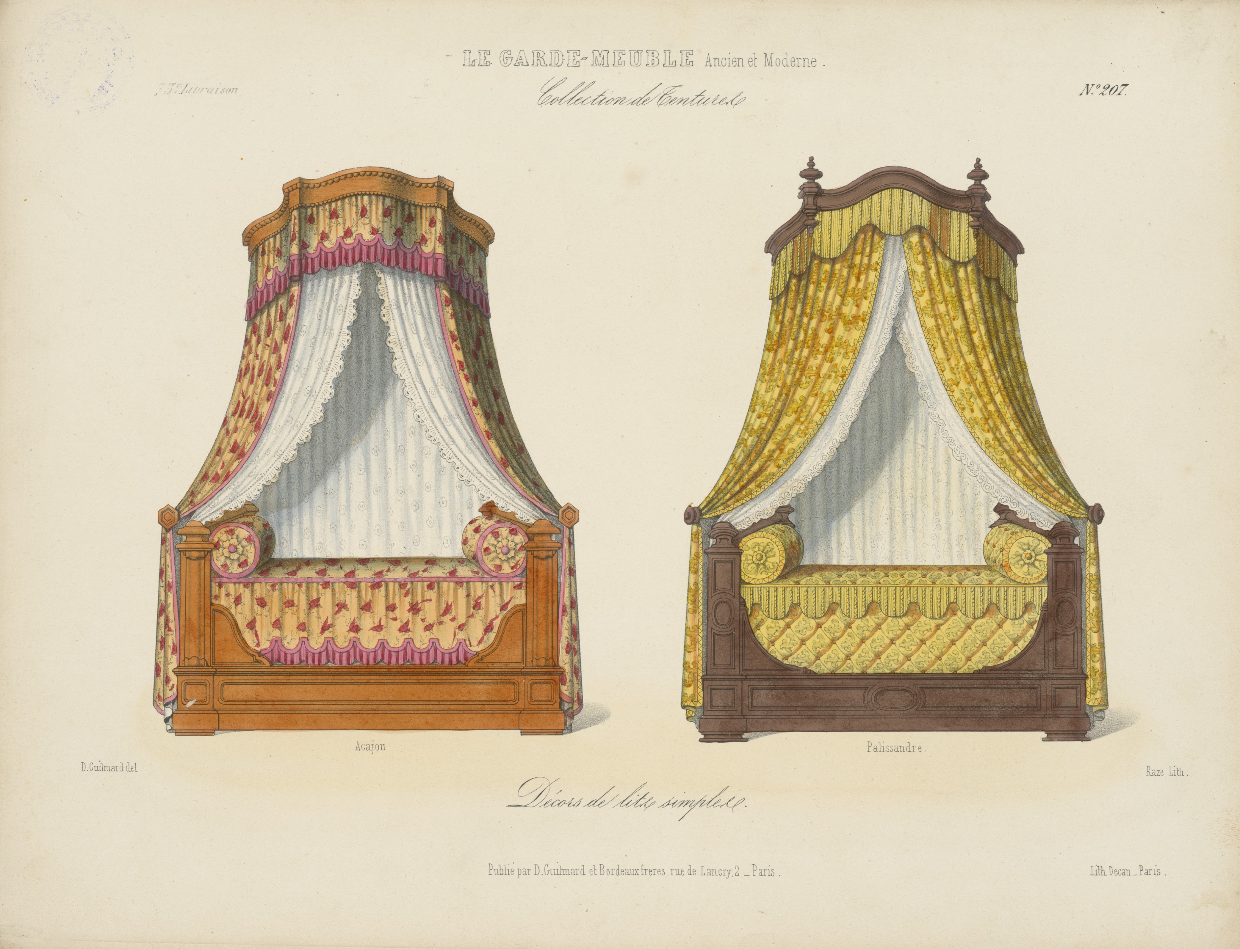 "Décor de lits simplees (Acajou und Palissandre)", aus: Le Garde-meuble (Stiftung Fürst-Pückler-Museum Park und Schloss Branitz Public Domain Mark)