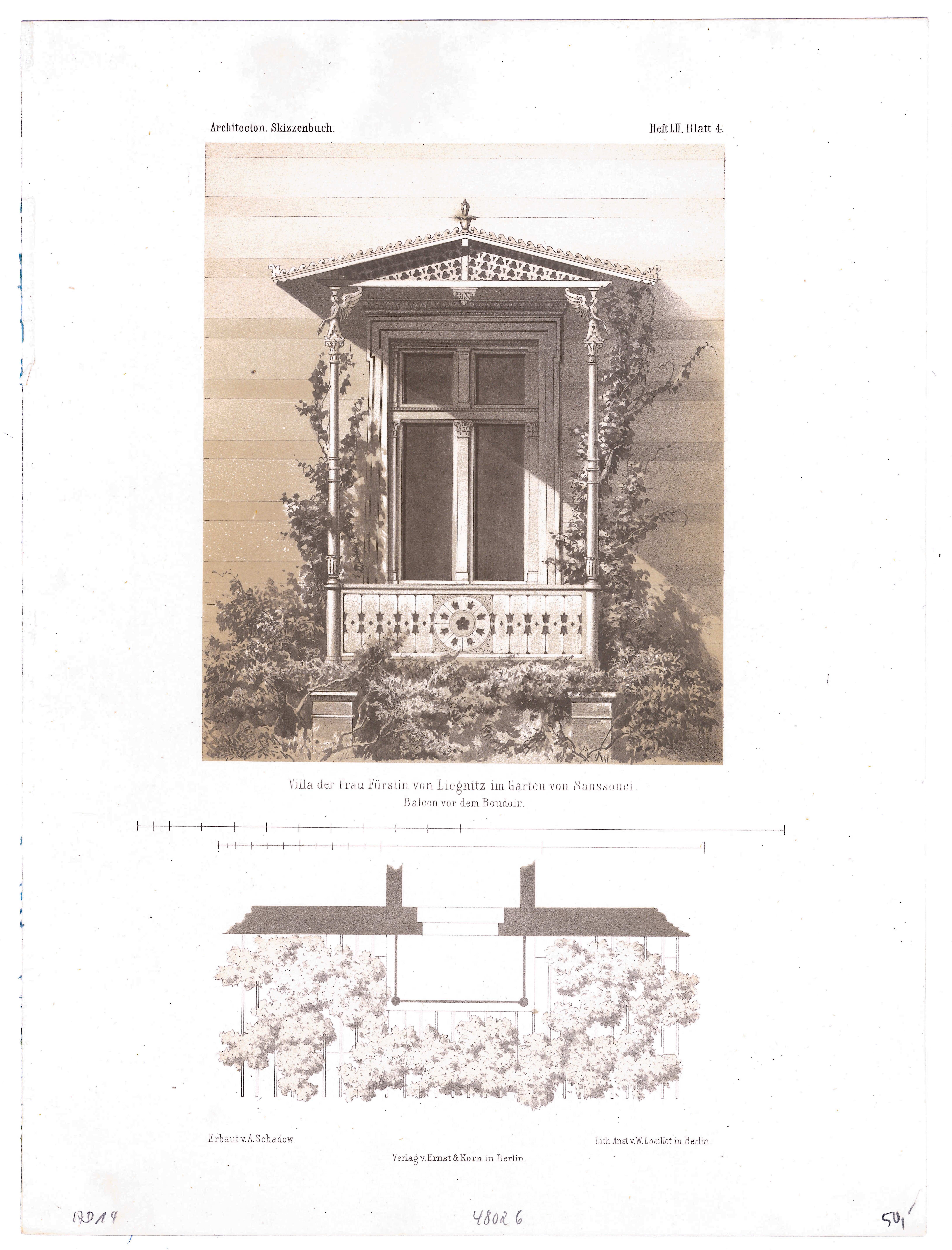 Villa Liegnitz in Sanssouci (Architectonisches Skizzenbuch - 1863, Heft LII, Bl. 4) (Stiftung Fürst-Pückler-Museum Park und Schloss Branitz Public Domain Mark)