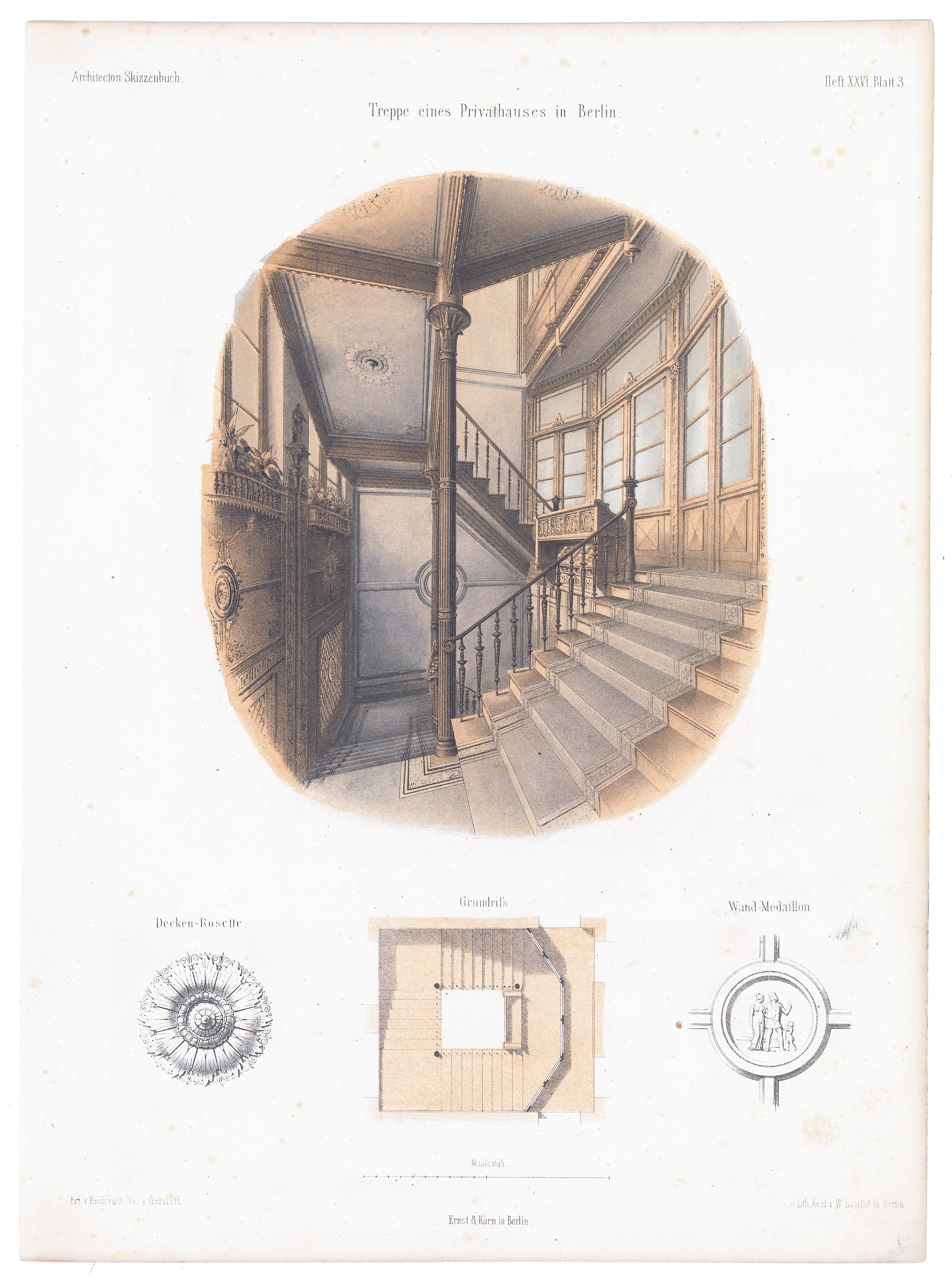Treppe in Berlin (Architectonisches Skizzenbuch - Heft XXVI, Bl. 3) (Stiftung Fürst-Pückler-Museum Park und Schloss Branitz Public Domain Mark)