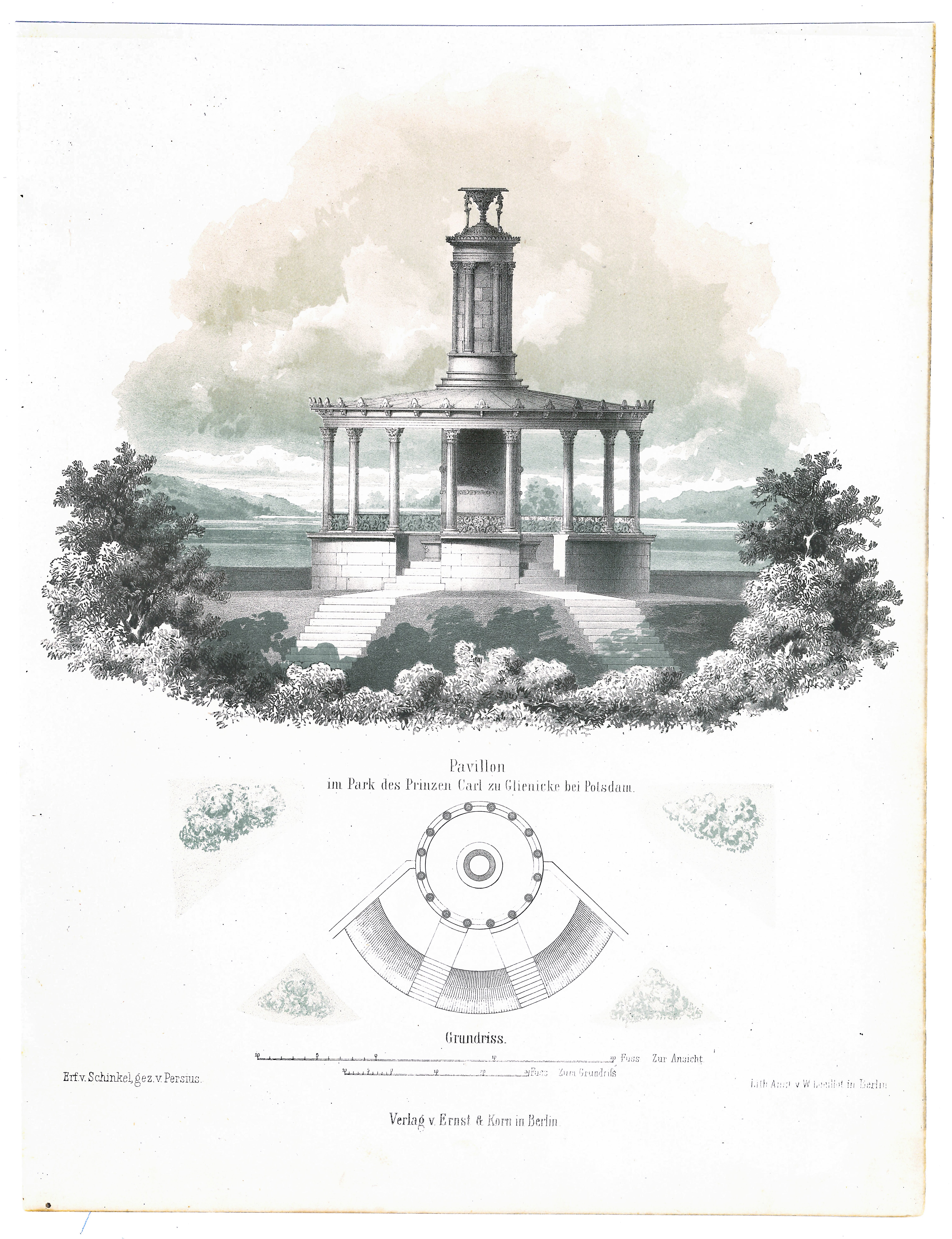 Pavillon im Park Glienicke (Architectonisches Skizzenbuch, 1859, Heft XLIII, Blatt 5) (Stiftung Fürst-Pückler-Museum Park und Schloss Branitz Public Domain Mark)