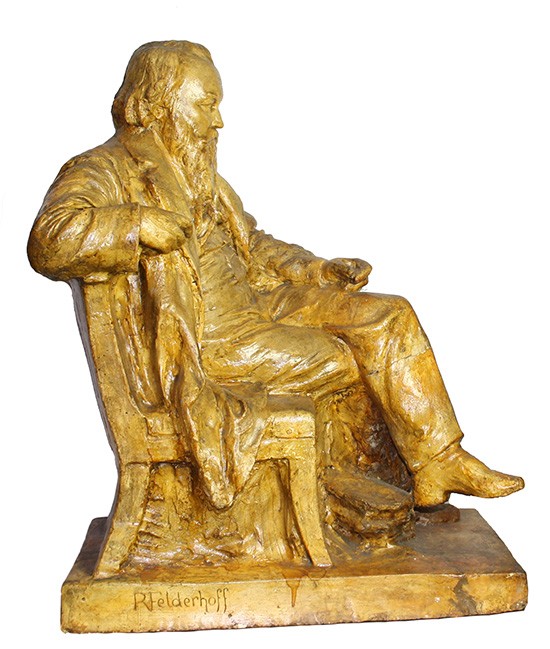 Sitzstatuette "Johannes Brahms" (Stiftung Kunstgussmuseum Lauchhammer CC BY-NC-SA)