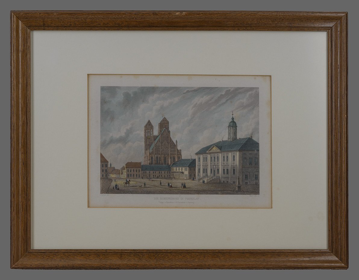 Gottheil, Julius: Prenzlauer Marktplatz mit Marienkirche, 1860 (Dominikanerkloster Prenzlau CC BY-NC)