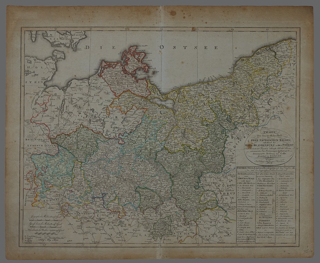 Landkarte von Brandenburg und Pommern, 1804 (Dominikanerkloster Prenzlau CC BY-NC)