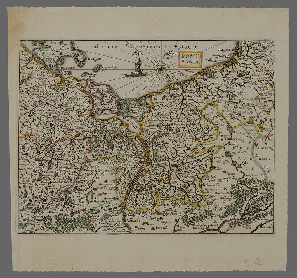Landkarte Pommern, 1633 (Dominikanerkloster Prenzlau CC BY-NC)