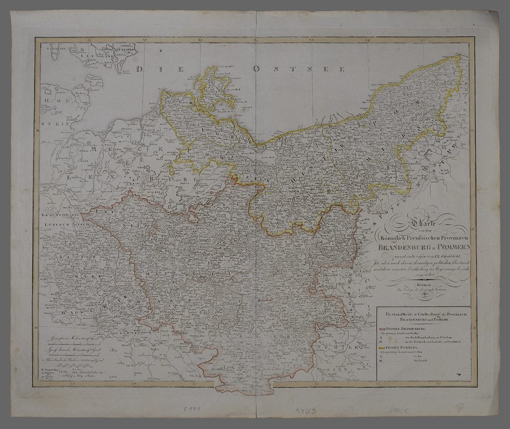 Landkarte der Provinzen Brandenburg und Pommern, 1820 (Dominikanerkloster Prenzlau CC BY-NC)