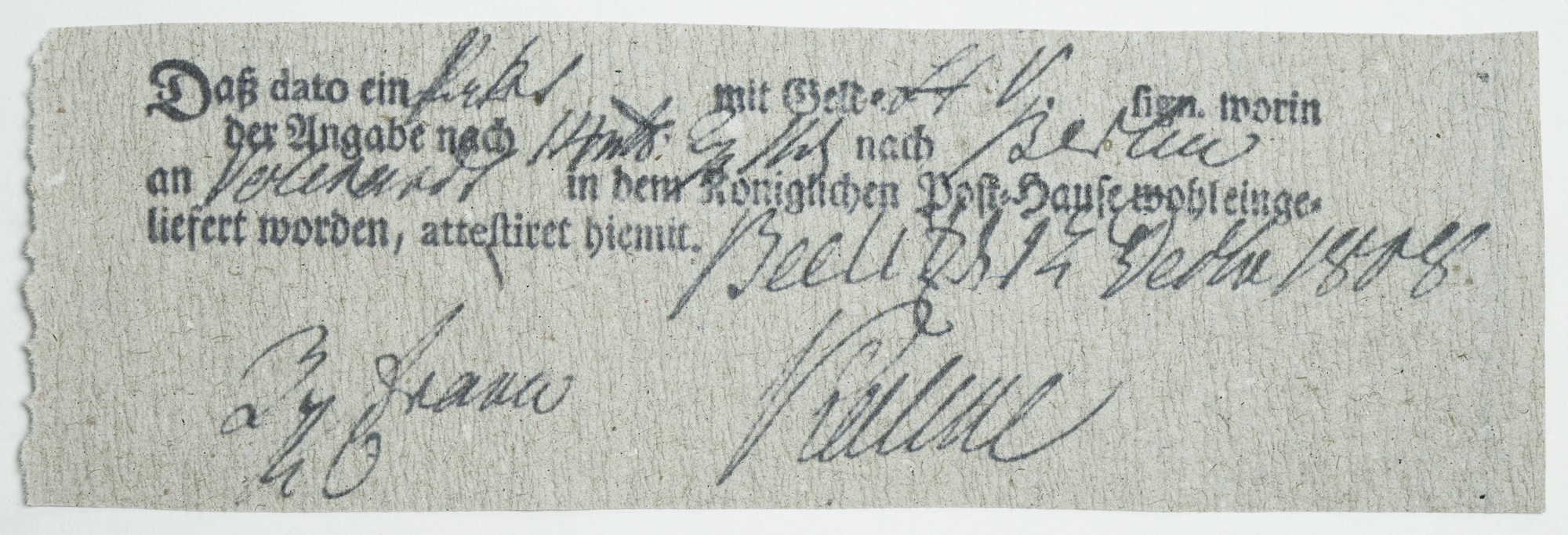 Einlieferungsschein eines Wertpaketes (Kopie) (Alte Posthalterei - Museum Beelitz CC BY-NC-SA)
