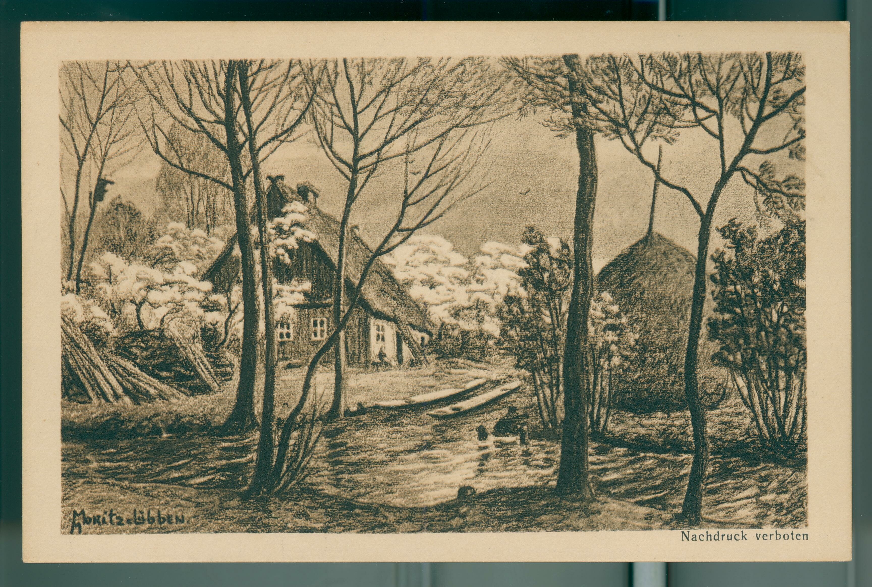 Moritz, Marie Elisabeth (Vorlage): Baumblüte im Spreewald (Postkarte) (Stadt- und Regionalmuseum Lübben CC BY-NC)