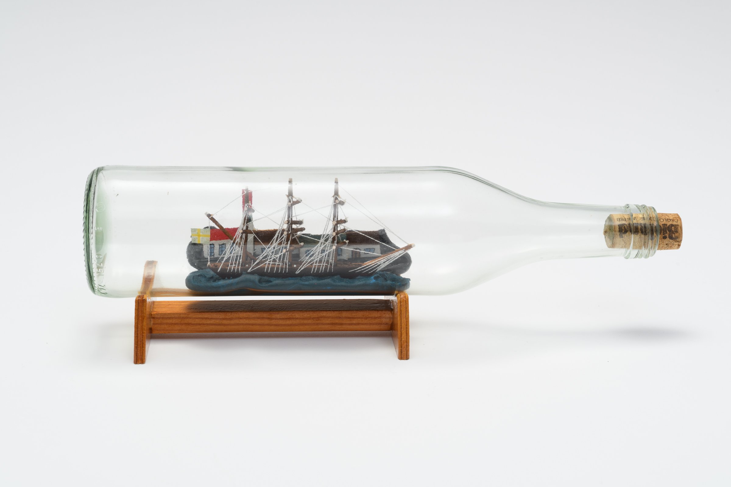 Flaschenschiff 3-Master-Segelschiff (Binnenschifffahrtsmuseum Oderberg CC BY-NC-SA)