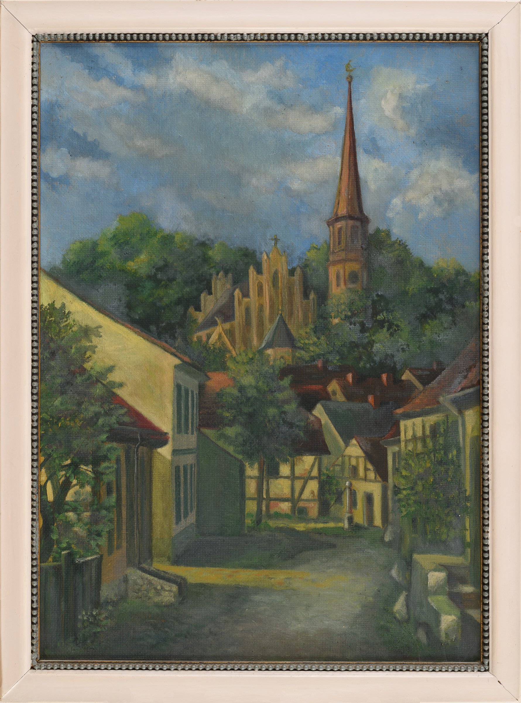 Ölbild "Oberkietz mit Nicolaikirche" (Binnenschifffahrts-Museum Oderberg CC BY-NC-SA)