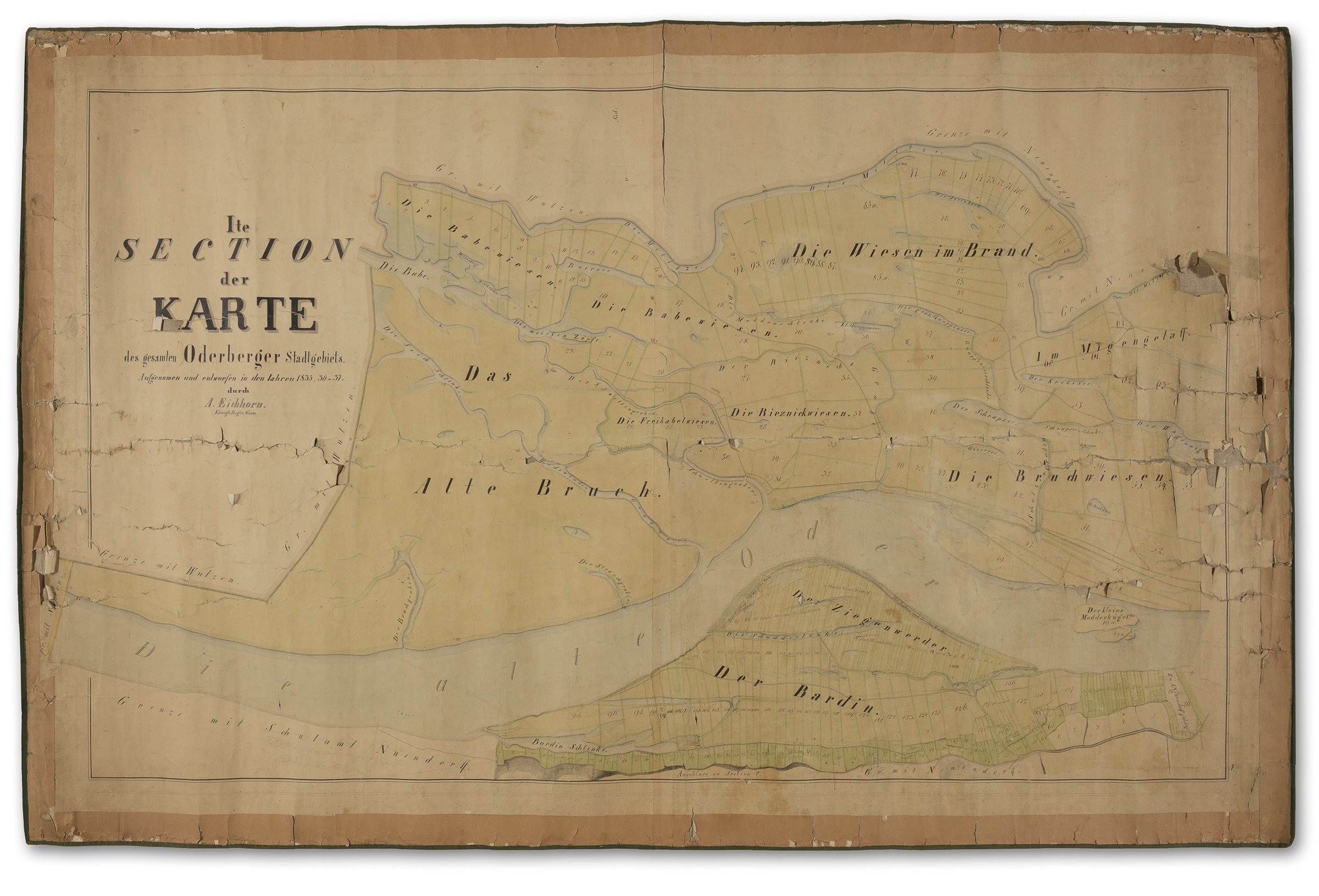 Landkarte Nr. 44, Oderberg Stadtgebiet 1835 (Binnenschifffahrts-Museum Oderberg CC BY-NC-SA)