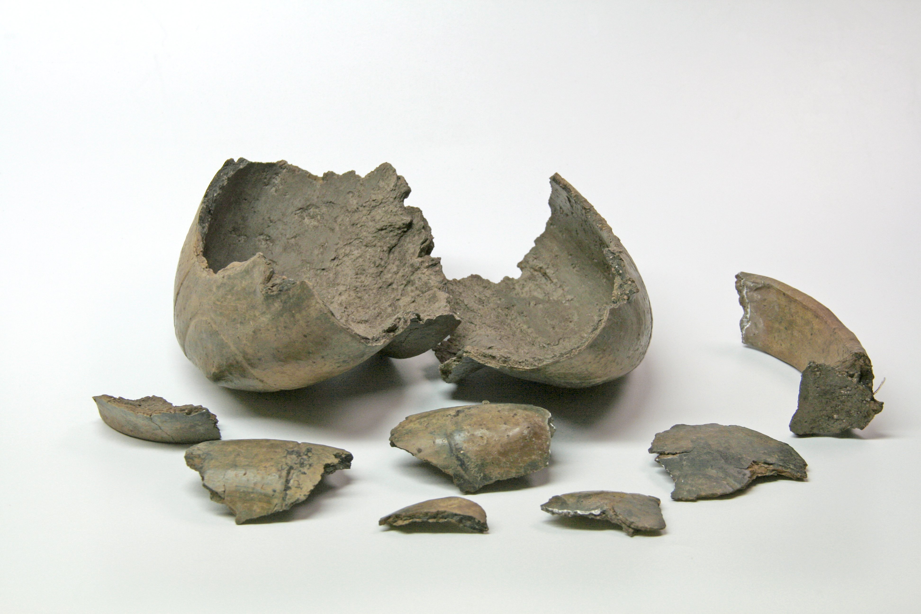 Zerbrochenes Buckelgefäß mit hohem Hals und Henkel, Bronzezeit (Binnenschifffahrts-Museum Oderberg CC BY-NC-SA)