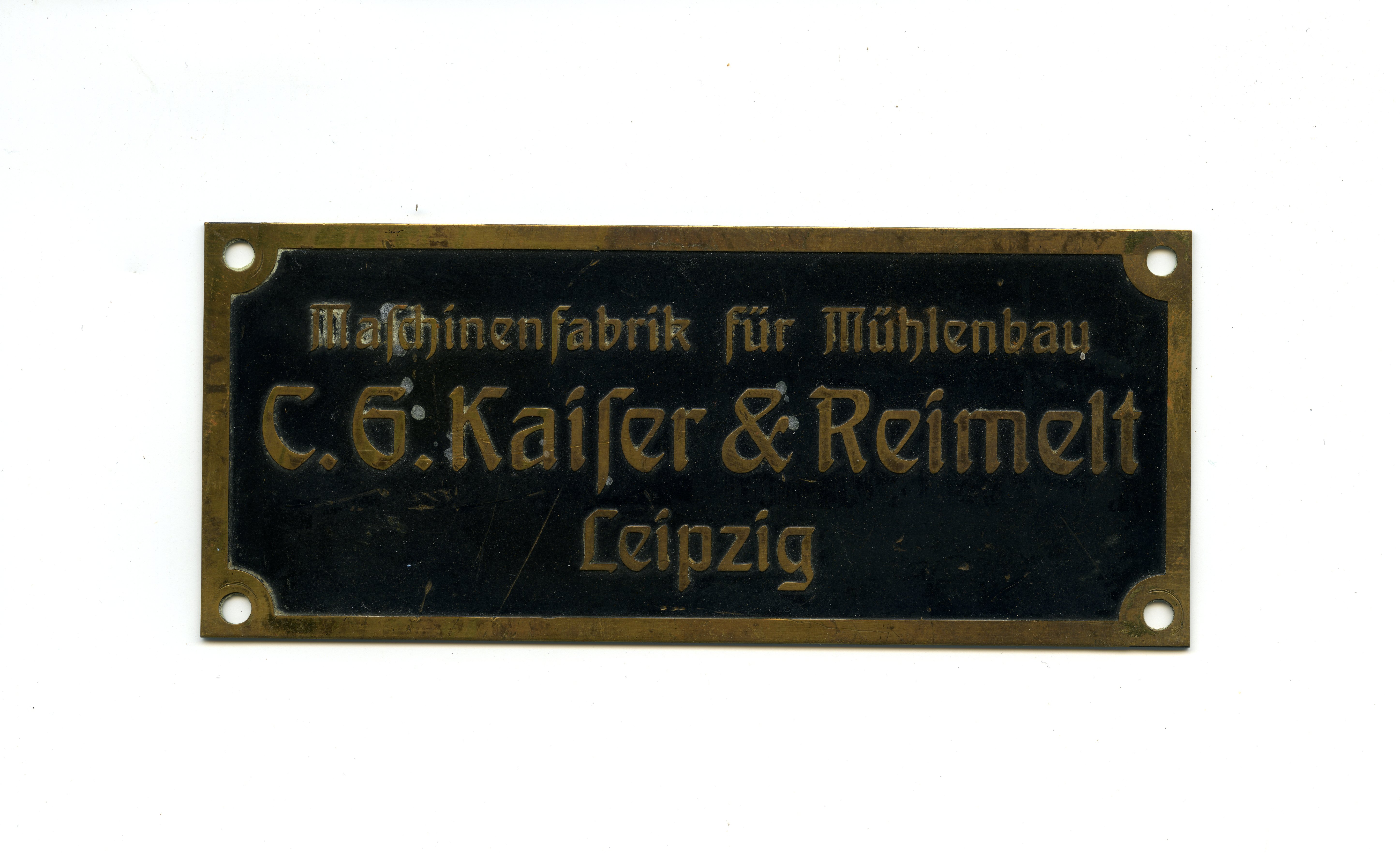 Firmenschild C. G. Kaiser & Reimelt (Historische Mühle von Sanssouci CC BY-NC-SA)