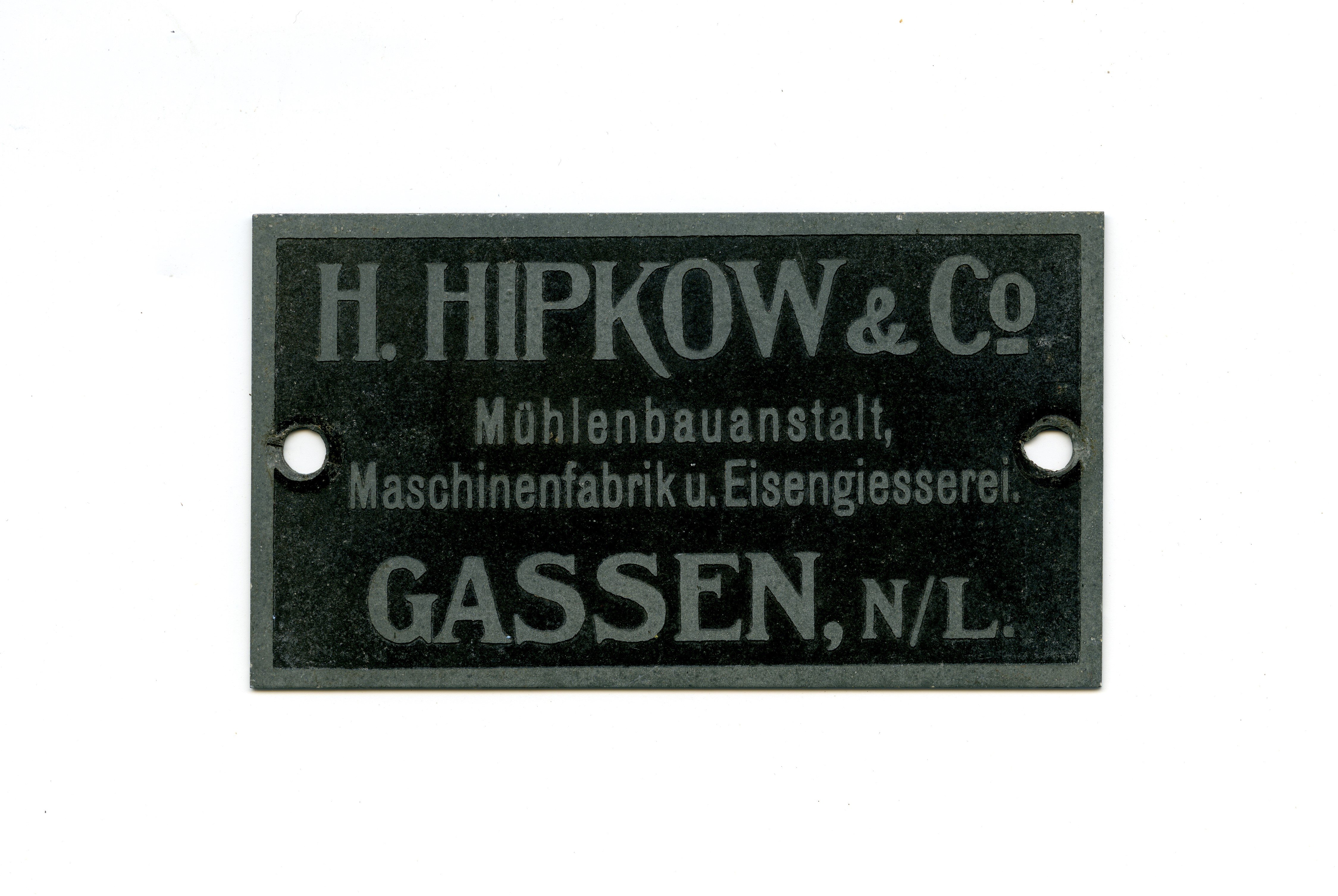 Firmenschild H. Hipkow & Co. (Historische Mühle von Sanssouci CC BY-NC-SA)