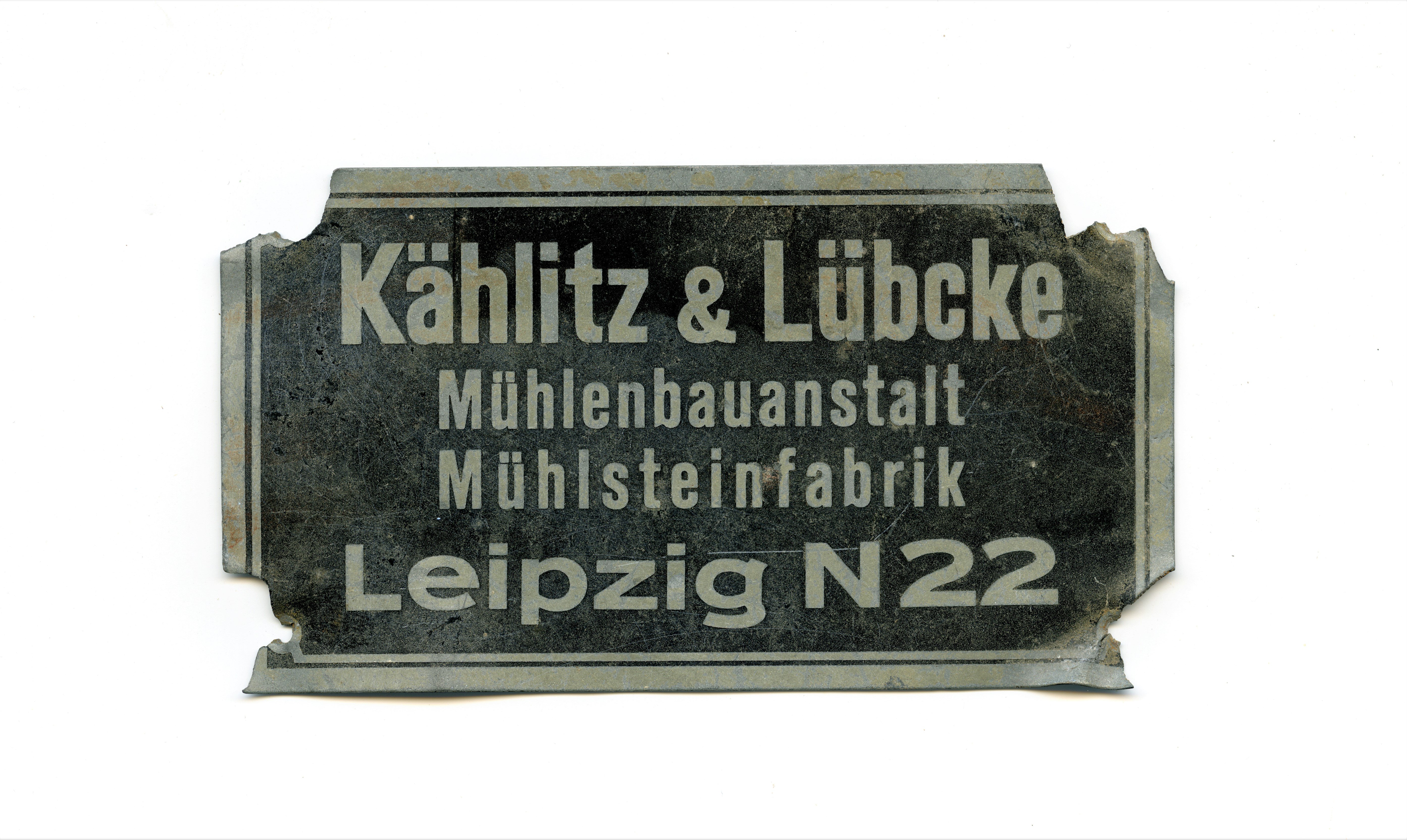 Firmenschild Kählitz & Lübcke (Historische Mühle von Sanssouci CC BY-NC-SA)