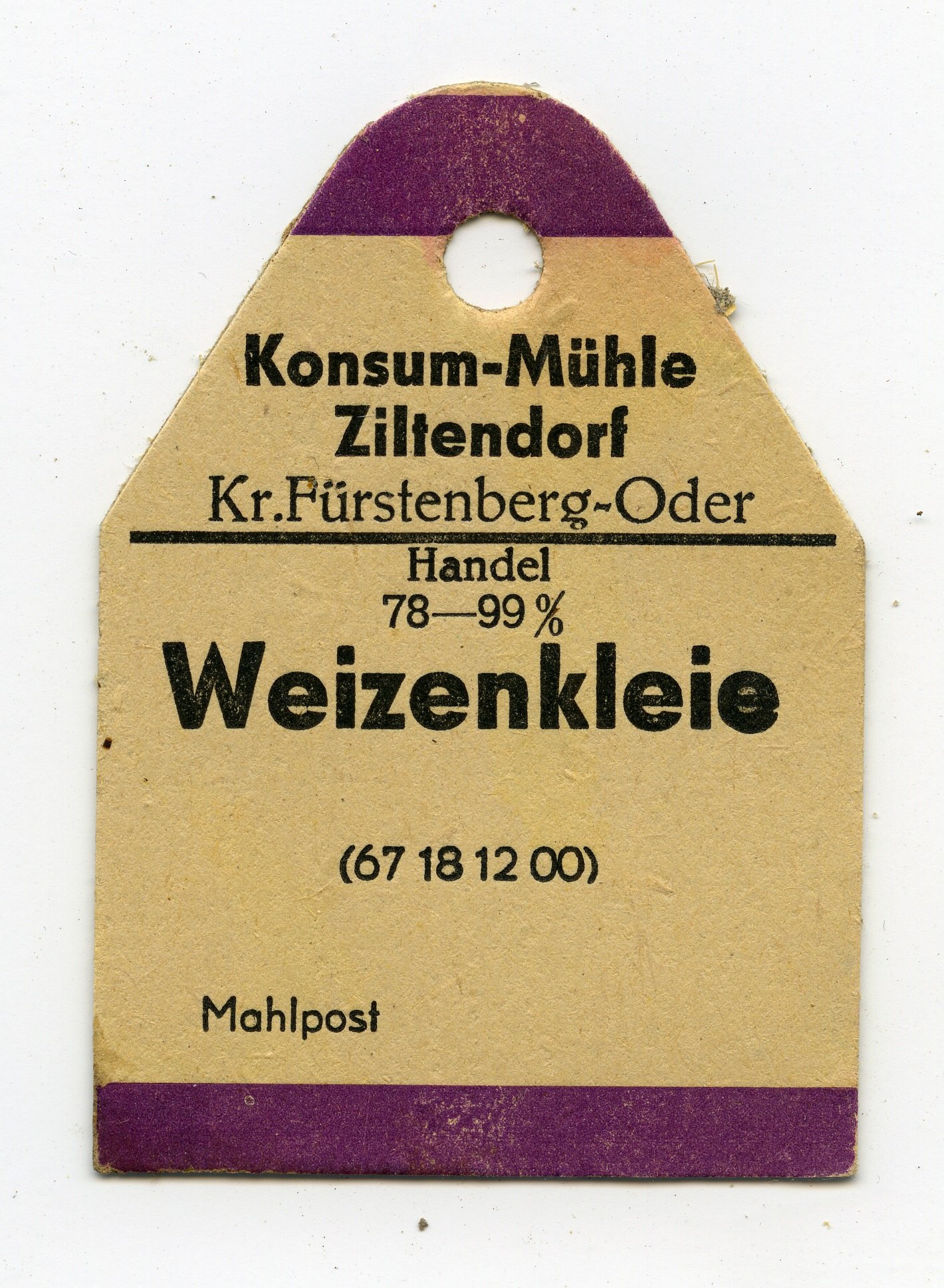 Konsum-Mühle Ziltendorf Weizenkleie (Historische Mühle von Sanssouci CC BY-NC-SA)