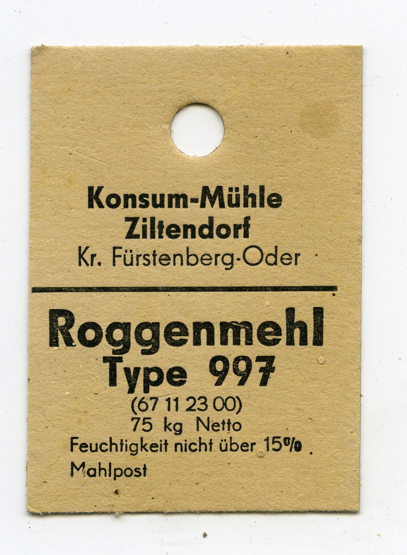 Konum-Mühle Ziltendorf Roggenmehl Type 997 (Historische Mühle von Sanssouci CC BY-NC-SA)